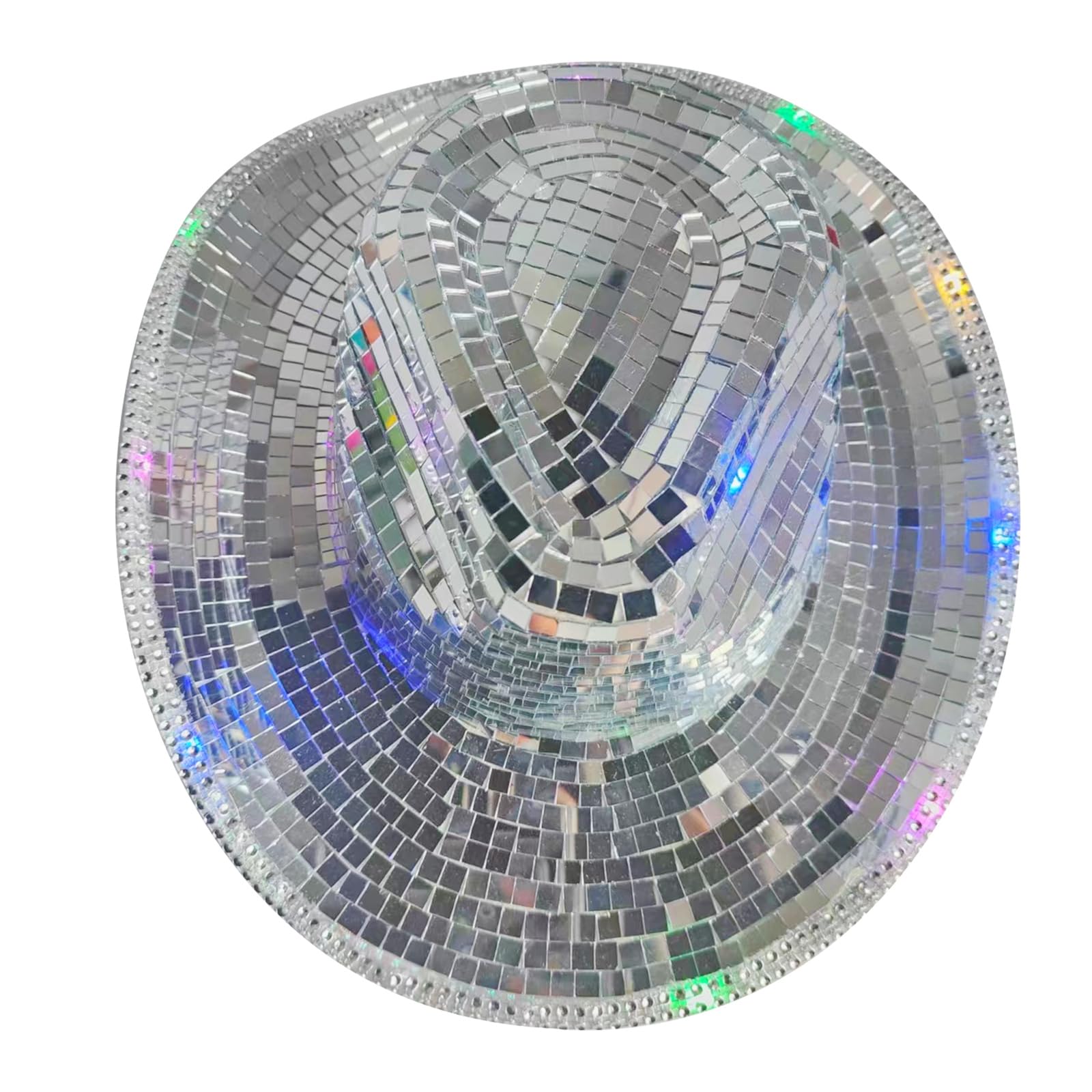 Disco Ball Cowboy Hat for Women & Men - Sparkly Glitter Space Cowgirl Hat with Mirror Ball Design - Perfect for Western Parties, Music Festivals, Raves and Costume Events