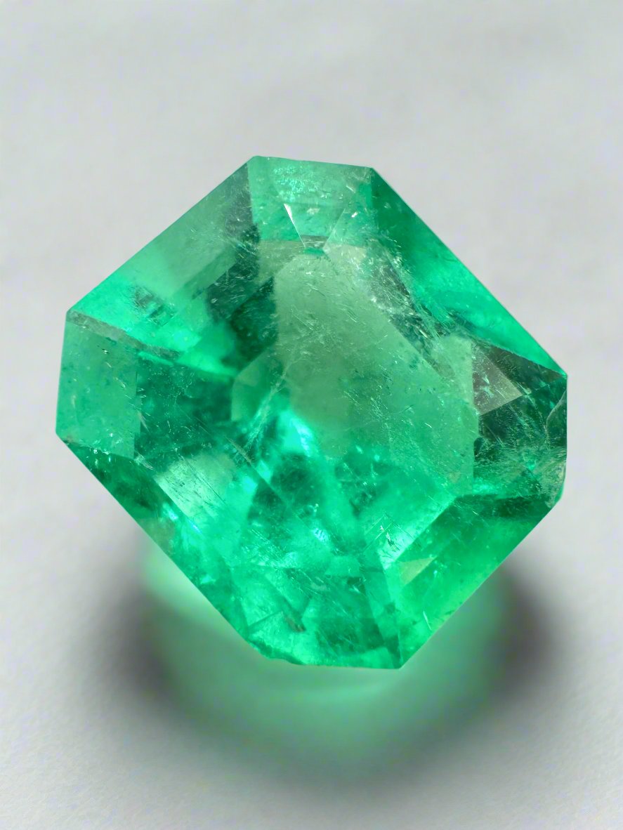 7.92 Carat 13x11.5mm Chunky Emerald Cut Loose Colombian Emerald Gemstone for Jewelry Making - Engagement Rings, Pendants & Fine Jewelry Designs