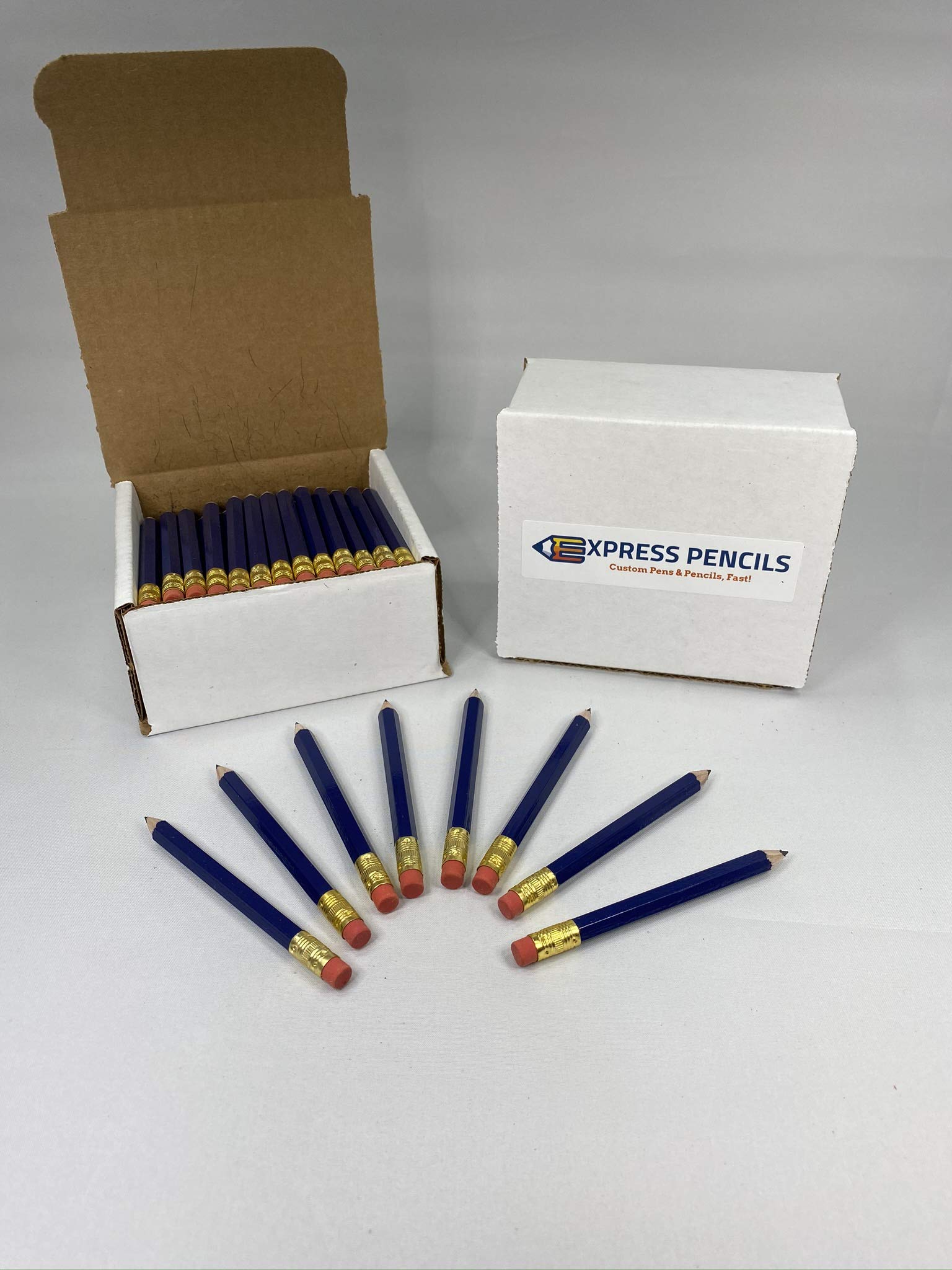 Premium #2 Golf Pencils with Eraser - Hexagonal Design, Pre-Sharpened, Navy Blue (Box of 72) - Perfect for Golf Scorecards, Classroom Quizzes & Office Use - Golf Pocket Pencils TM