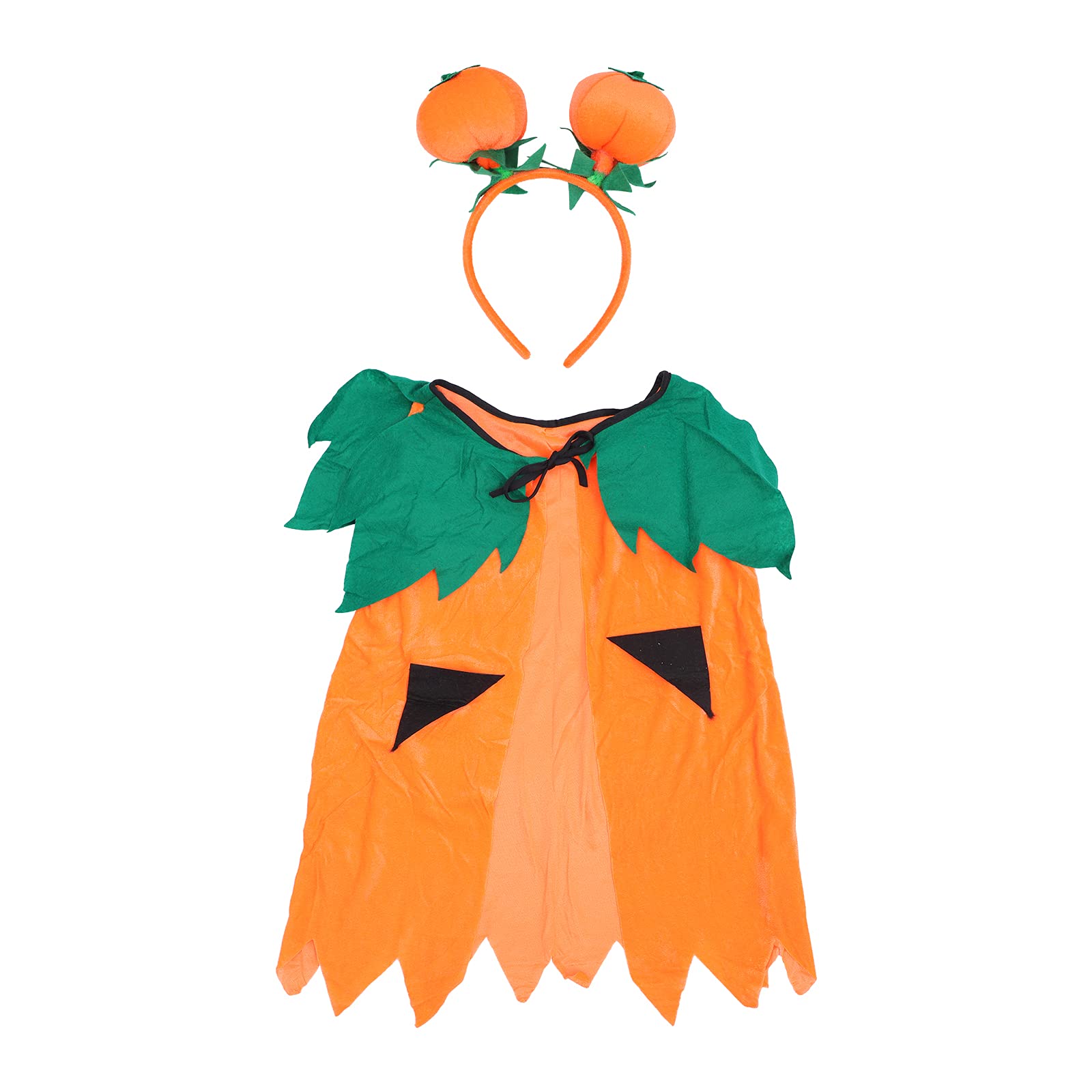 BESPORTBLE Halloween Costume Set for Kids - 2PCS Pumpkin Cosplay Cloak & Hairband Kit (Orange) - Perfect for Halloween Parties, Trick or Treating & School Events