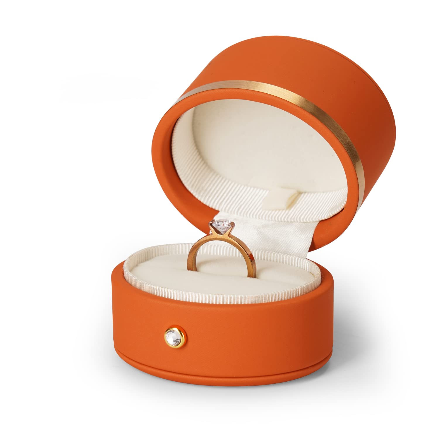 Oirlv Genuine Leather Ring Box for Engagement & Wedding Proposals - Jewelry Gift Box for Rings, Earrings, Necklaces - Premium Orange Jewelry Case - Perfect for Romantic Proposals, Anniversary Gifts & Wedding Accessories