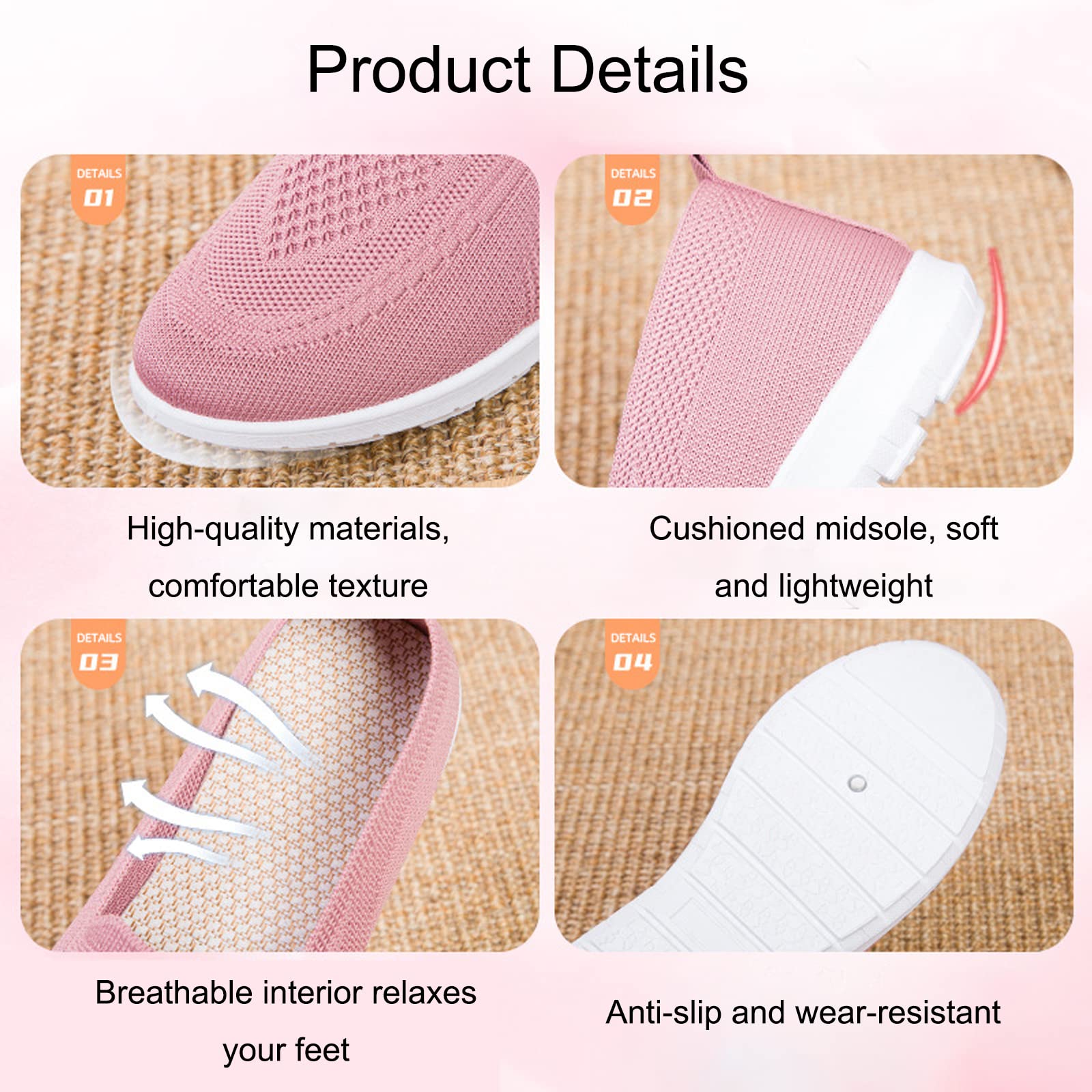 UGOSELEC Women's Slip-On Mesh Walking Shoes - Breathable Non-Slip Sneakers for Nurses, Lightweight Athletic Loafers for Work & Casual Wear | Perfect for Hospital Shifts, Walking & Daily Comfort