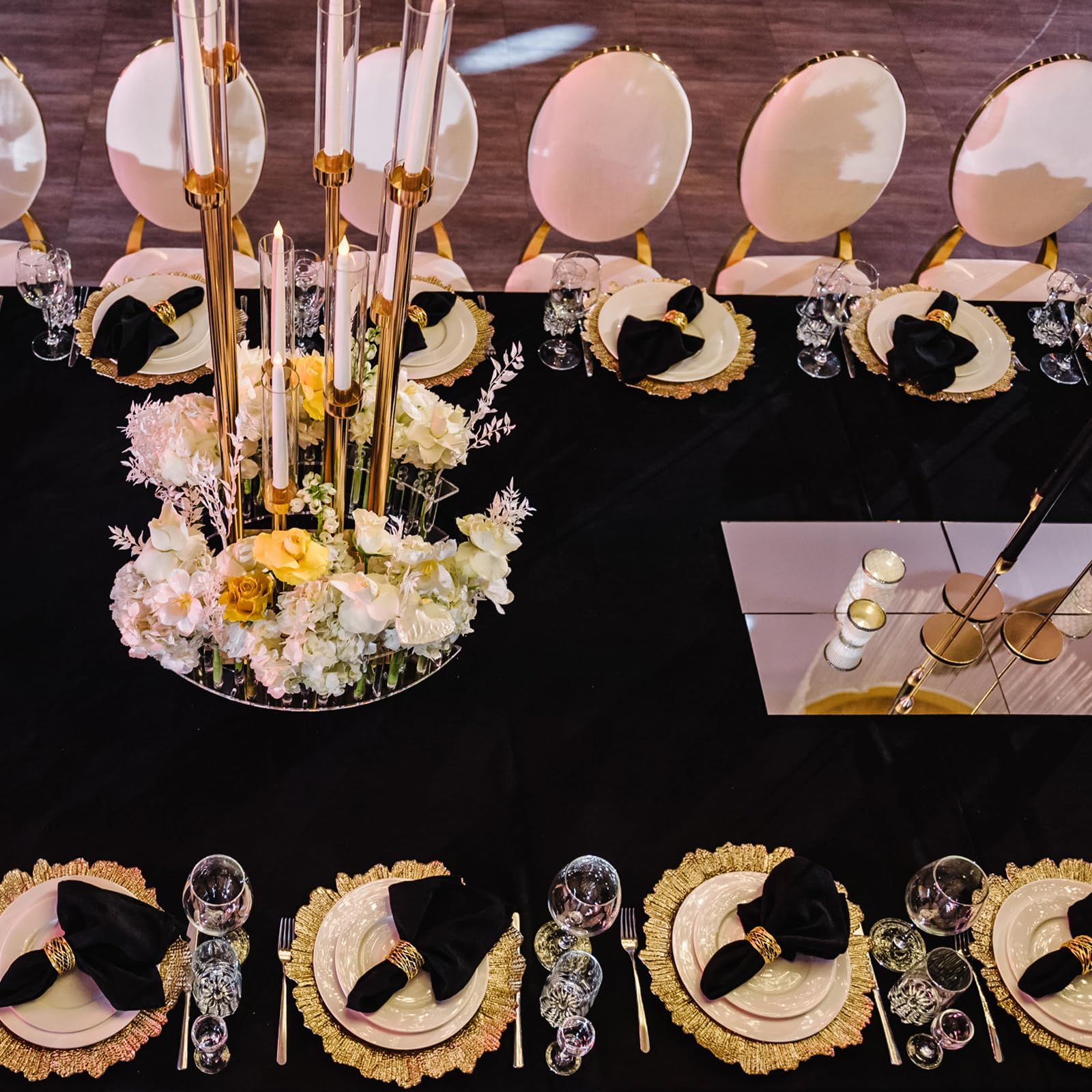 50-Pack Gold Charger Plates for Dinner - Elegant Table Setting for Thanksgiving, Christmas, Wedding, Party & Holiday Events - Perfect for Formal Dining & Special Occasions