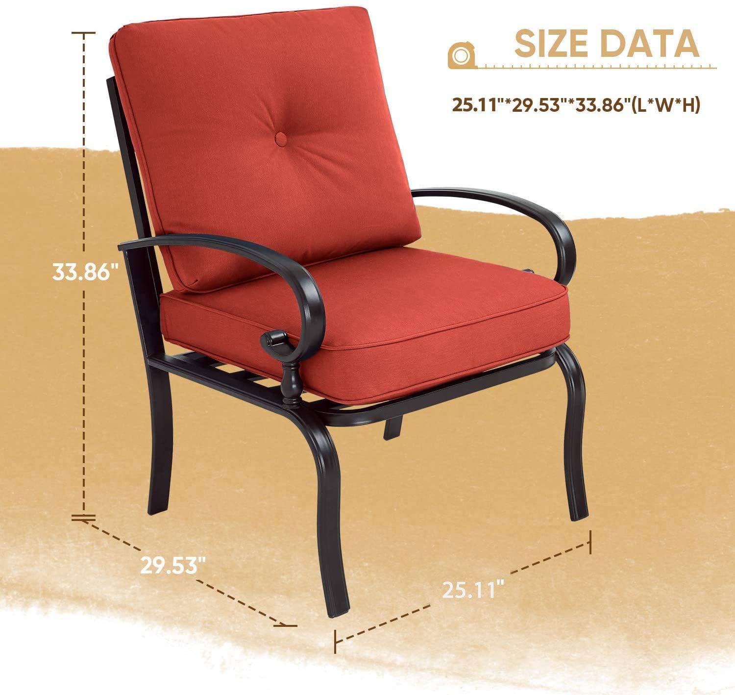 2-Piece Outdoor Metal Bistro Set - All-Weather Steel Frame Patio Dining Chairs with Red Cushions - Perfect for Garden, Balcony, Poolside & Cafe Outdoor Seating