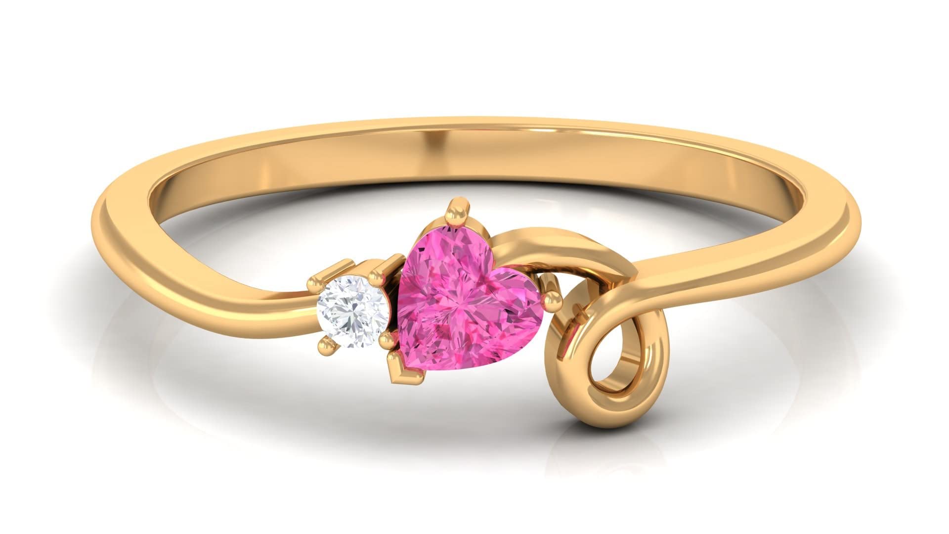 Pink Sapphire Promise Ring for Women - 14K Gold or 925 Sterling Silver Heart Shaped Pink Sapphire & Diamond Engagement Ring - Perfect for Valentine's Day, Anniversary & Romantic Proposals