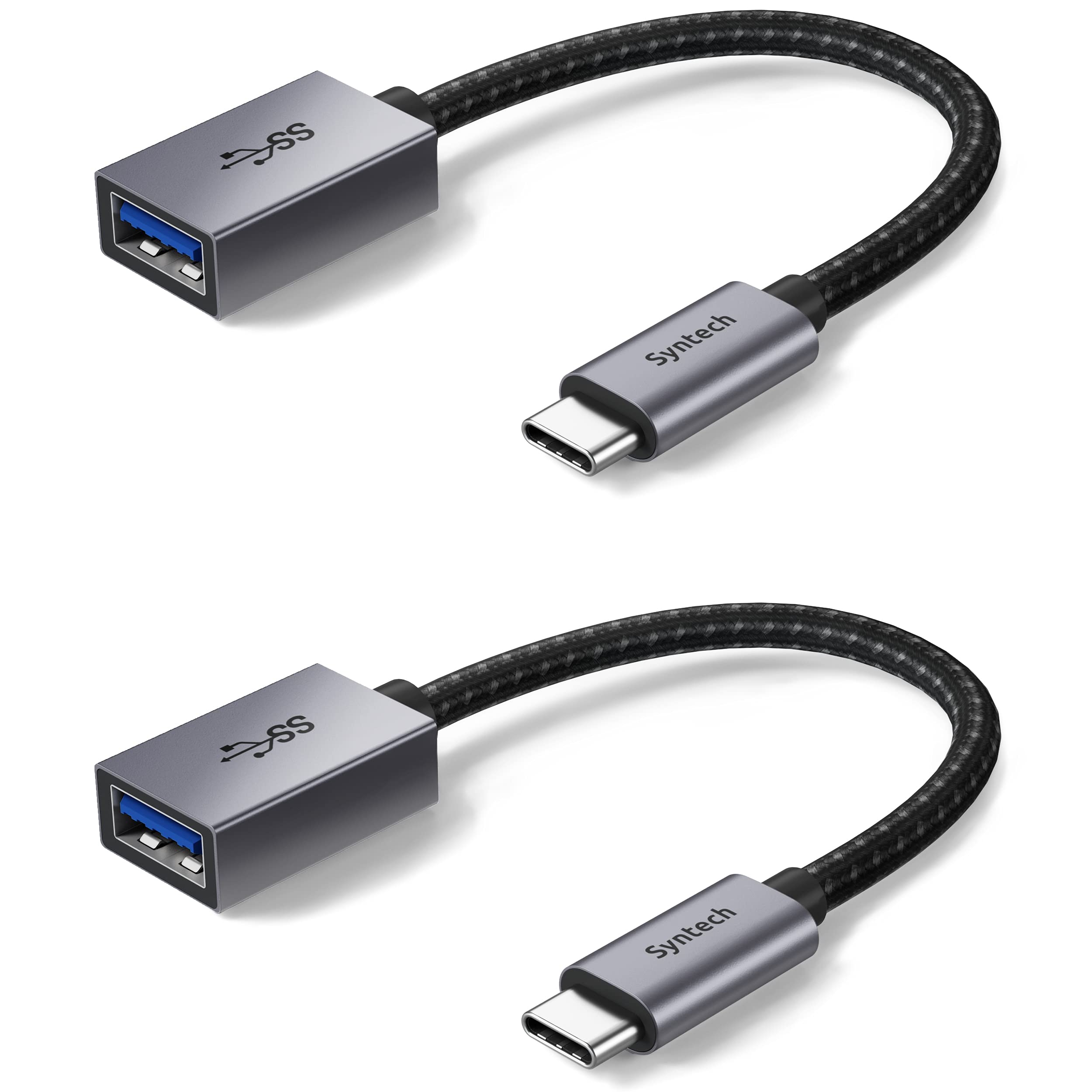 Syntech USB C to USB 3.0 Adapter 2-Pack - Thunderbolt 3 to USB Female OTG Converter - Compatible with iPhone 16/15 Pro Max, iPad Air 2020, MacBook Pro/Air, Galaxy S23/S22 - Space Gray - Perfect for Data Transfer & Charging