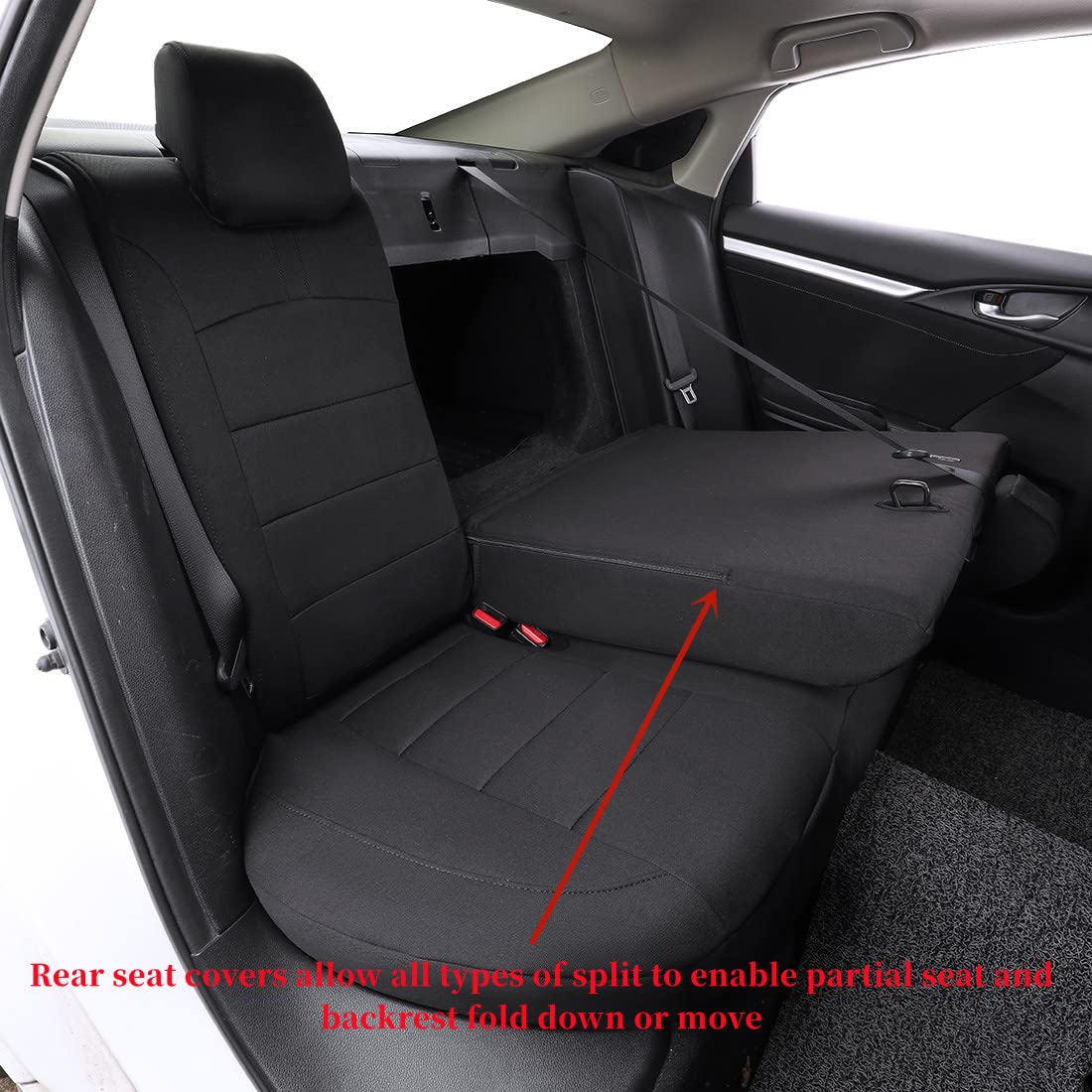 Premium Custom Seat Covers for 2016-2021 Honda Civic Sedan EX-L/EX-T/EX/Touring/LX-P/Sport Models - Full Set Black Car Interior Accessories | Perfect for Daily Commute, Road Trips & Car Protection