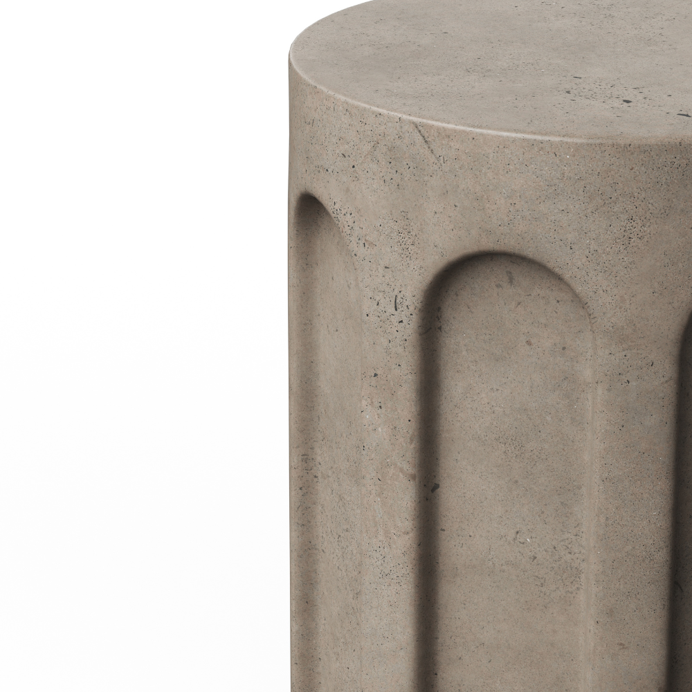 Atlas Outdoor Concrete Round Stool - Durable Garden & Patio Seating for Backyard, Poolside & Fire Pit Areas - Weather-Resistant Modern Design