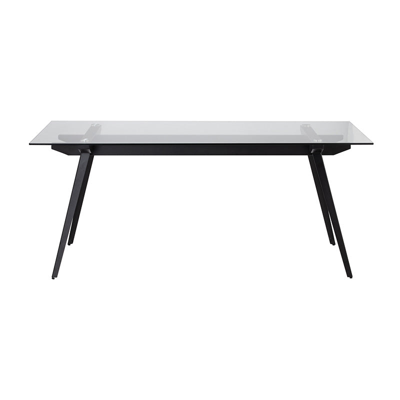 ARCHIE 180cm Glass Dining Table - Modern Tempered Glass Top with Sturdy Metal Frame for Dining Room, Kitchen, or Office Space