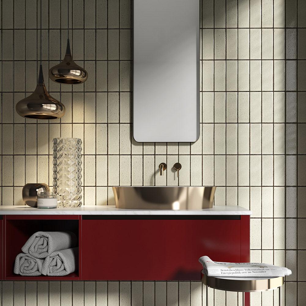 Handmade Zellige Glossy Subway Tile 70x190mm - Havana Rustic White Ceramic Wall & Backsplash Tile for Kitchen, Bathroom & Shower