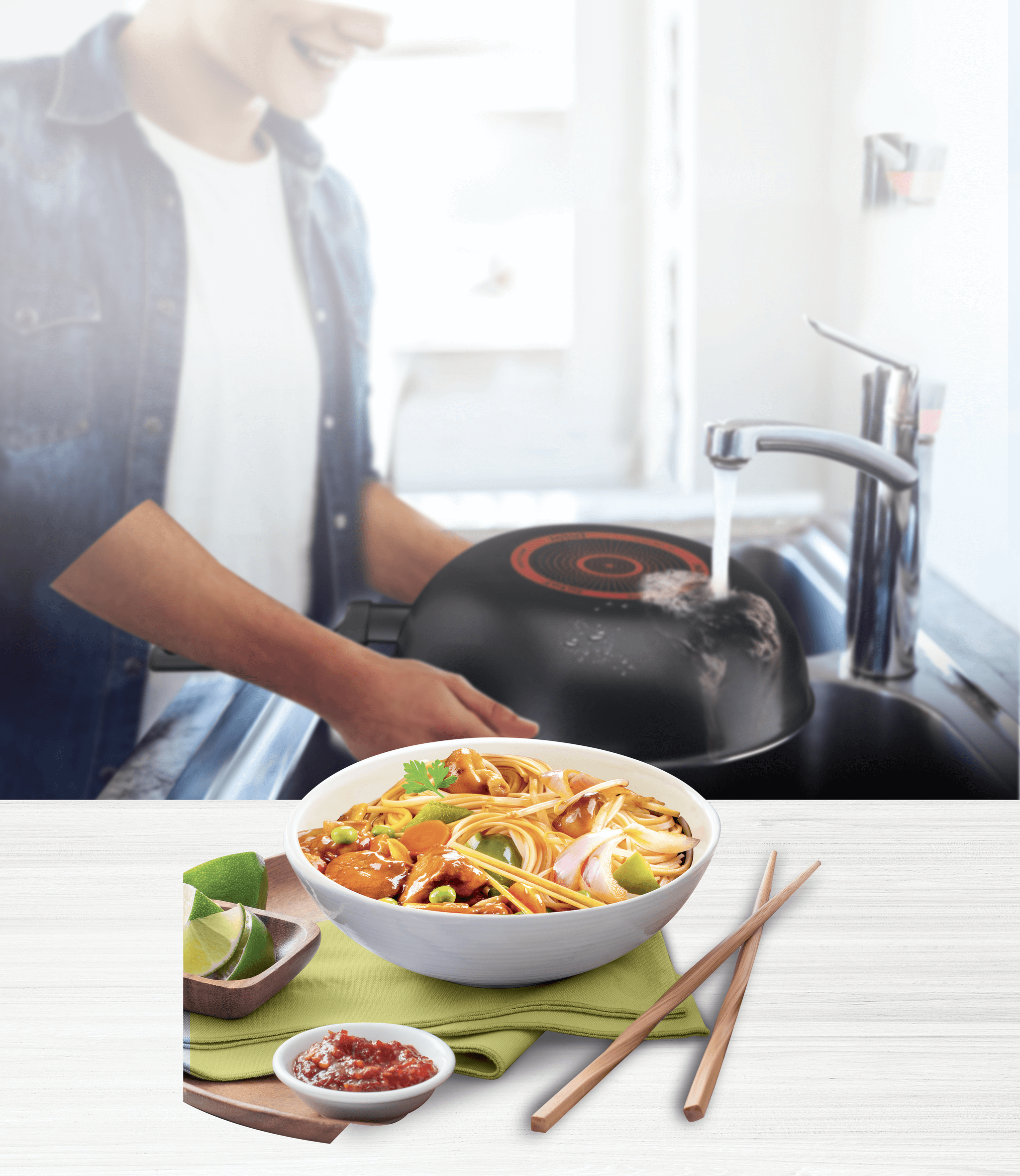 Tefal Simply Clean Non Stick Wok 28cm - Professional Stir Fry Pan with Stay-Cool Handle, Perfect for Asian Cooking, Sautéing & Healthy Meals | Dishwasher Safe & PFOA Free