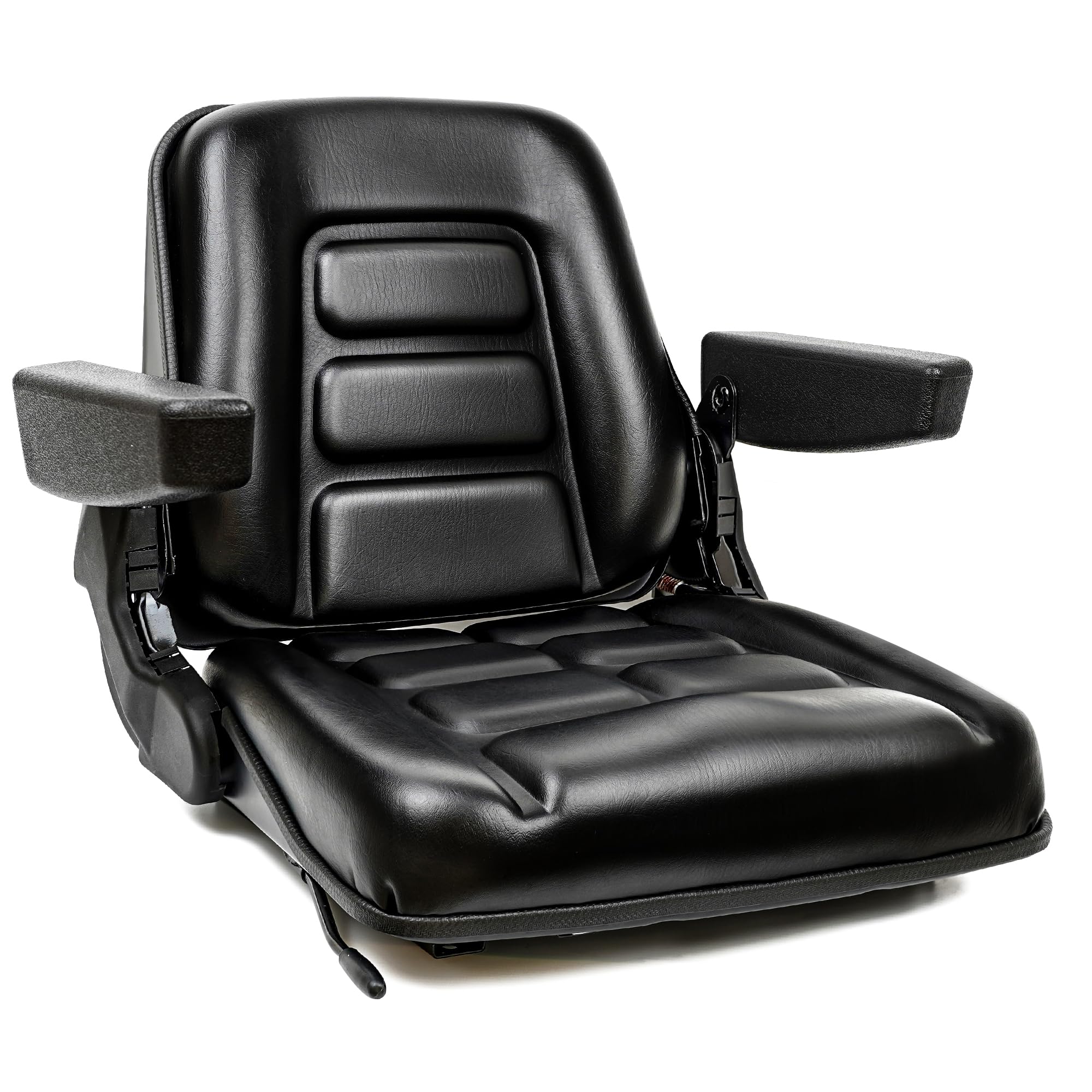 Universal Fold Down Forklift Seat with Adjustable Angle Backrest, Armrests & Micro Switch - Heavy Duty Suspension Seat for Tractors, Excavators, Skid Steers, Backhoes, Dozers & Telehandlers - Ergonomic Design for All-Day Comfort in Construction & Farming Operations