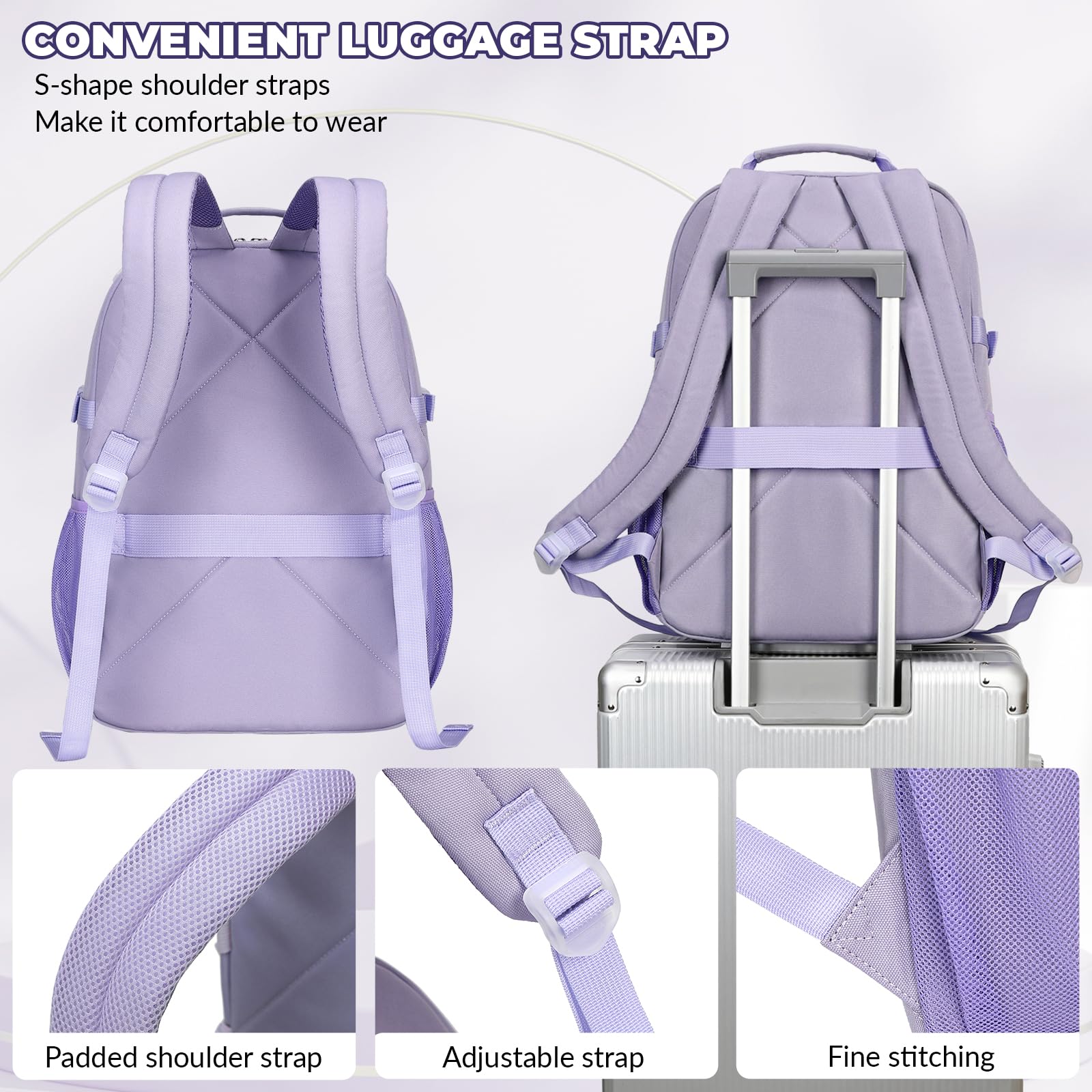 Lanola Durable Travel Backpack for Men & Women - Lightweight College Student Backpack, Middle School Bag - Gray Blue | Perfect for Commuting, Campus Life & Weekend Getaways