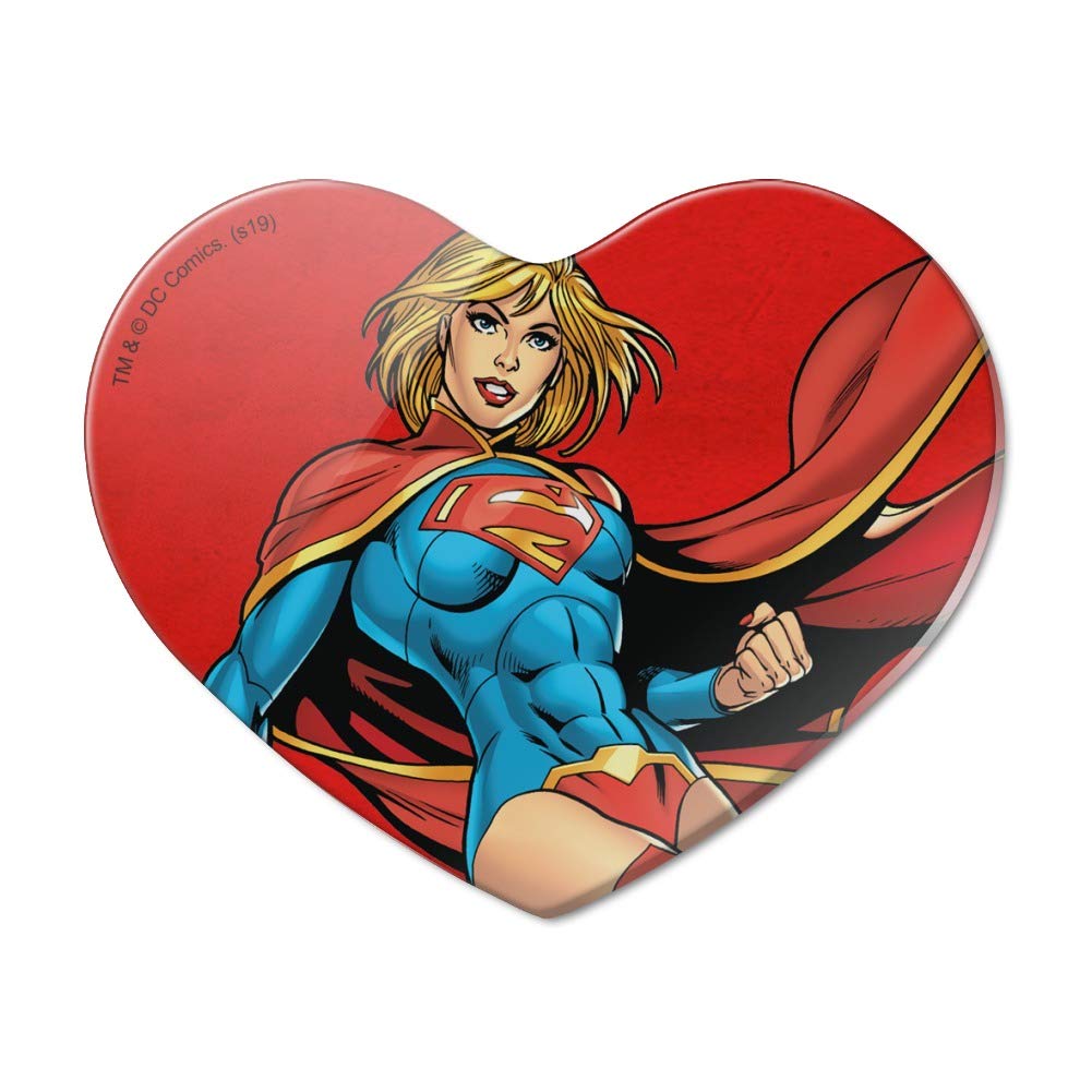 Superman & Supergirl Heart-Shaped Acrylic Fridge Magnets - DC Comics Character Refrigerator Decor for Fans & Collectors - Perfect for Home, Office, or Gifts