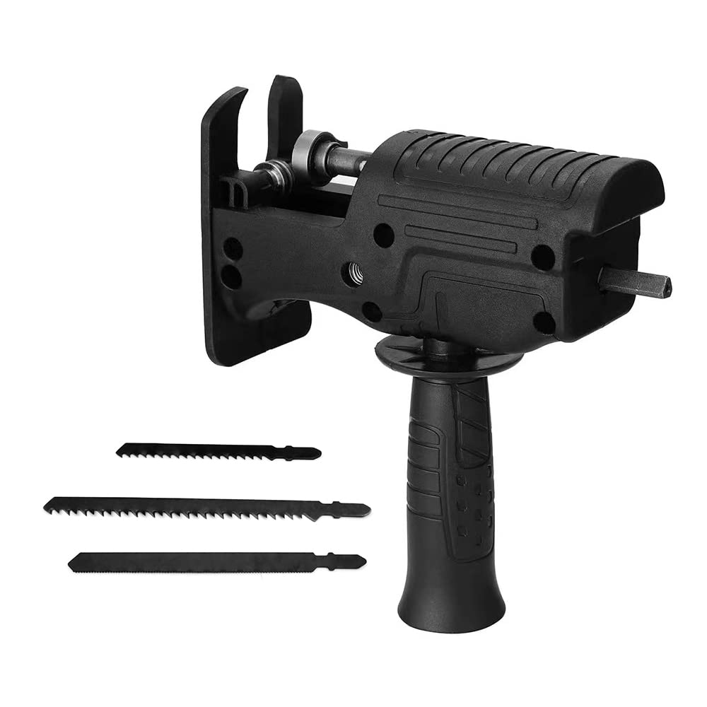**Electric Drill Attachment Kit - Saber Saw & Reciprocating Saw Accessories with 3 Blades for Woodworking, DIY Projects & Home Renovation | Perfect for Cutting Wood, PVC & Metal**