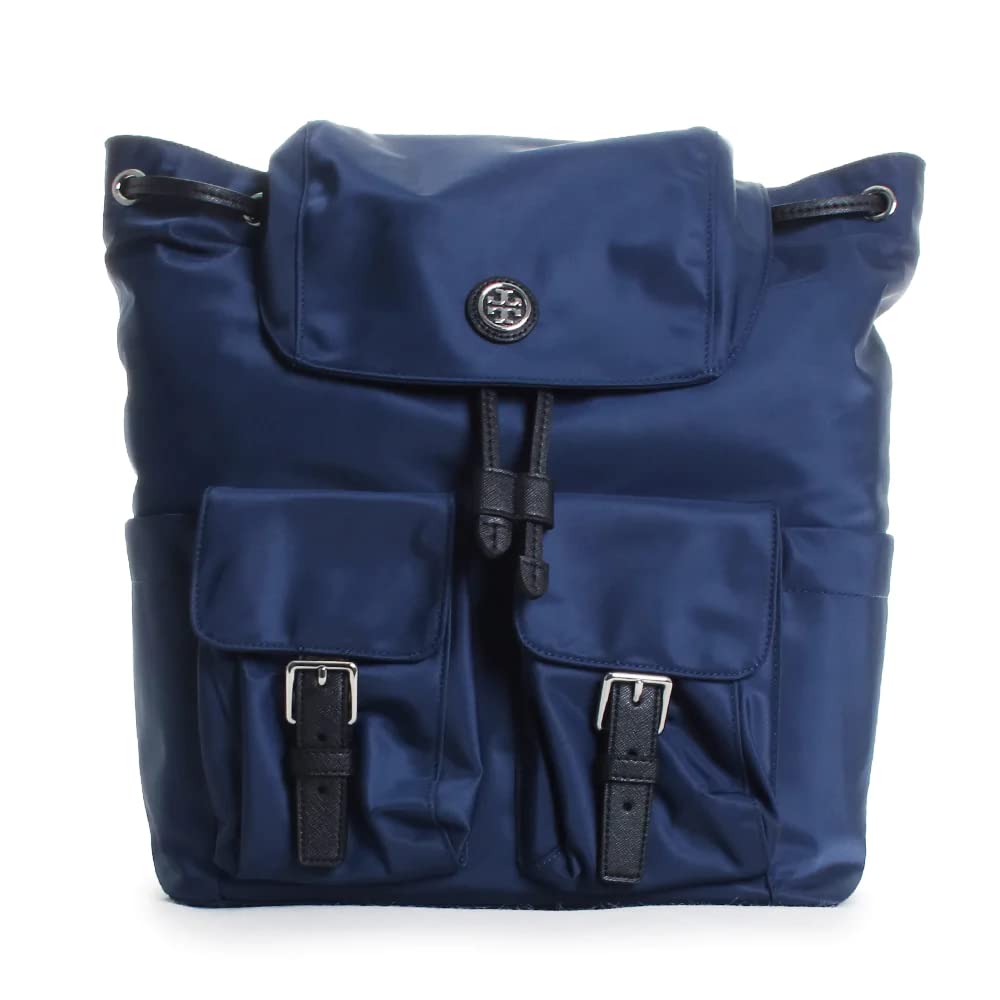 Tory Burch Women's Virginia Royal Blue Nylon Flap Backpack Purse - Stylish & Lightweight for Work, Travel & Everyday Use