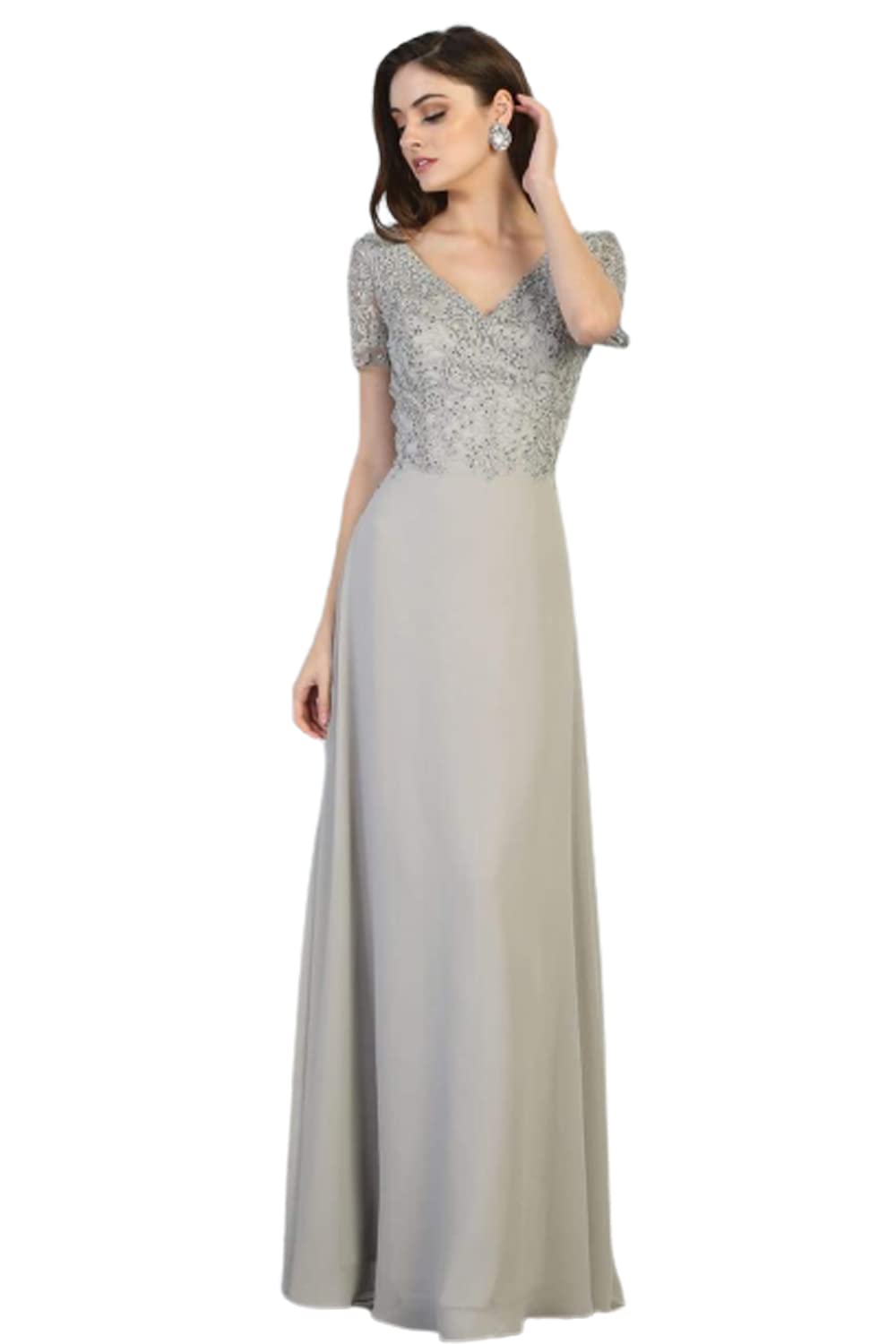 Elegant Silver Mother of The Bride Evening Gown - Formal Wedding Guest Dress for Special Occasions & Black Tie Events