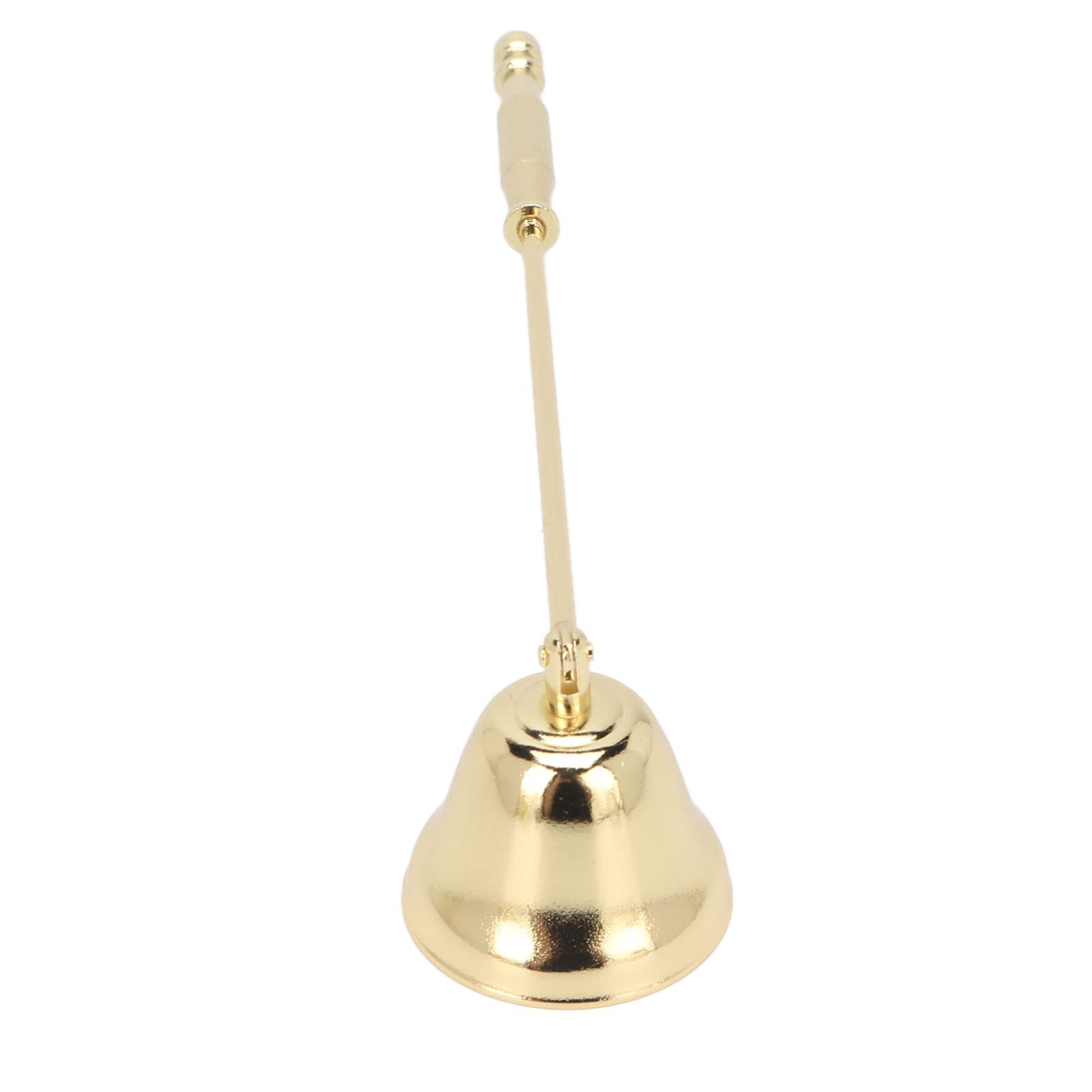 Golden Iron Plated Candle Snuffer Set with Long Handle - Bell Shape Wick Extinguisher for Home Decor, Wedding, Church & Relaxation