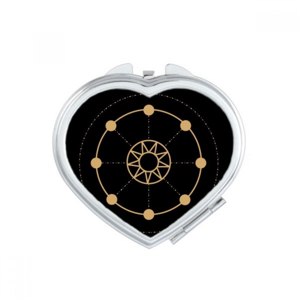 Portable Handheld Pocket Makeup Mirror with Shape Totem Design - Sun, Star & Heart Geometry - Travel Friendly Magnifying Mirror for Makeup, Grooming & On-the-Go Touch Ups