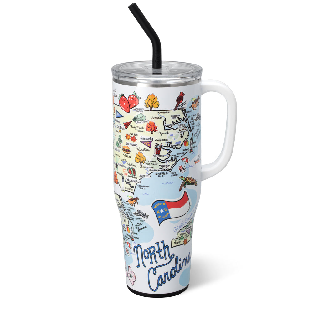 40oz North Carolina Mega Mug - Large Insulated Tumbler for Coffee, Tea & Cold Drinks - Perfect for Home, Office & Outdoor Adventures