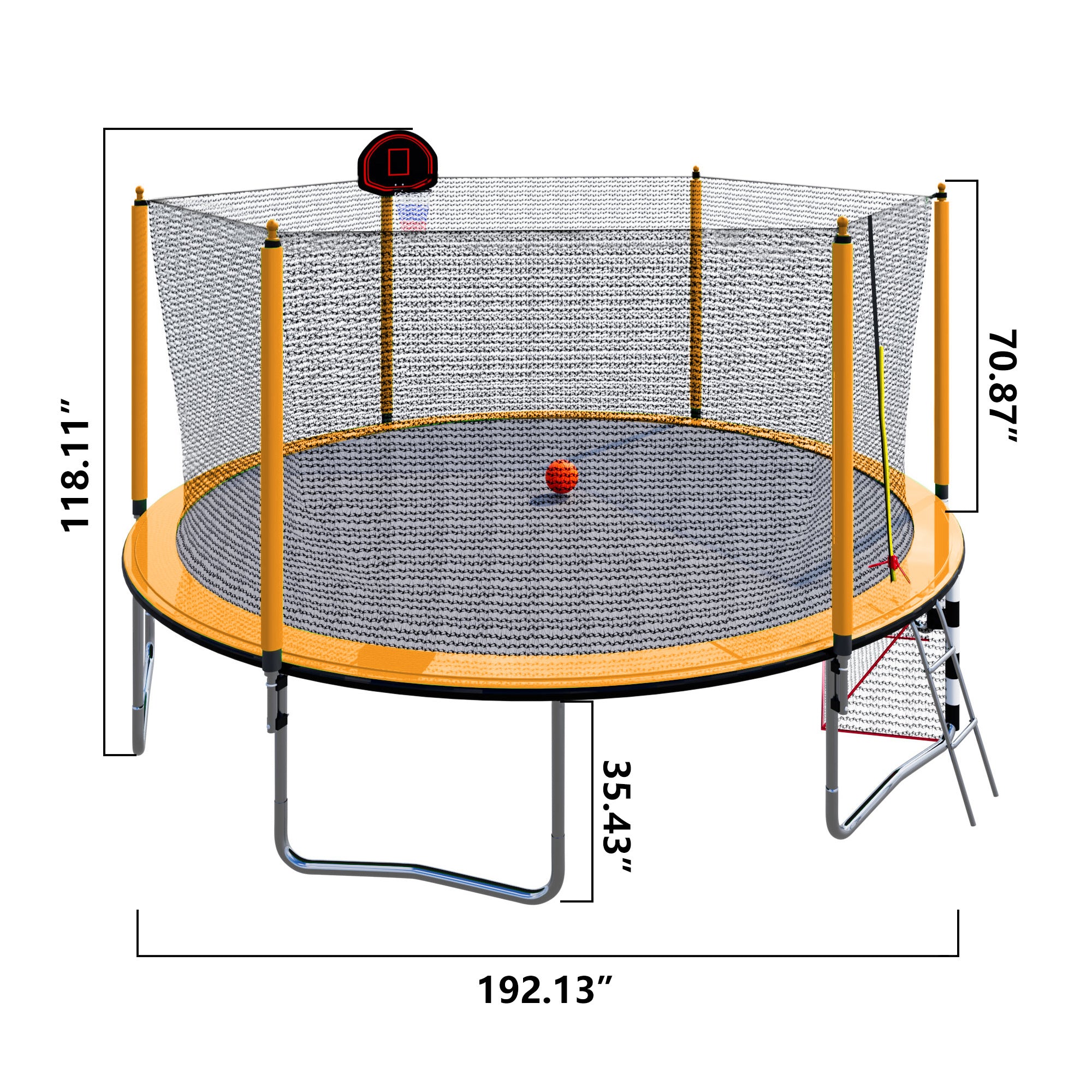 16FT Trampoline with Basketball Hoop, Pump & Ladder - Includes Inner Safety Enclosure & Soccer Goal (Orange) | Perfect for Backyard Fun, Outdoor Exercise & Family Bonding Activities
