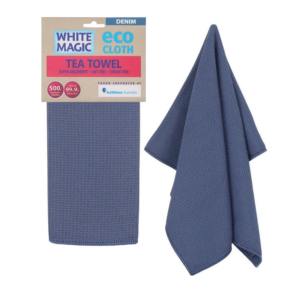 Premium White Magic Microfiber Tea Towel - Super Absorbent & Quick Drying - Denim Blue - Perfect for Kitchen, Dishes & Cleaning Tasks