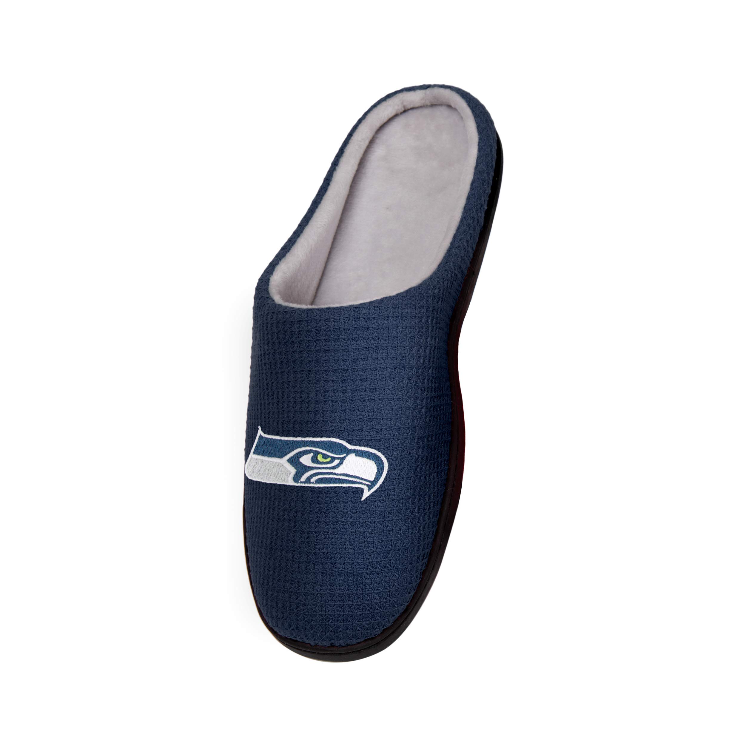 FOCO Men's NFL Team Logo Memory Foam Slide Slippers - Comfortable House Shoes for Indoor & Outdoor Wear - Perfect for Lounging, Running Errands, and Team Spirit