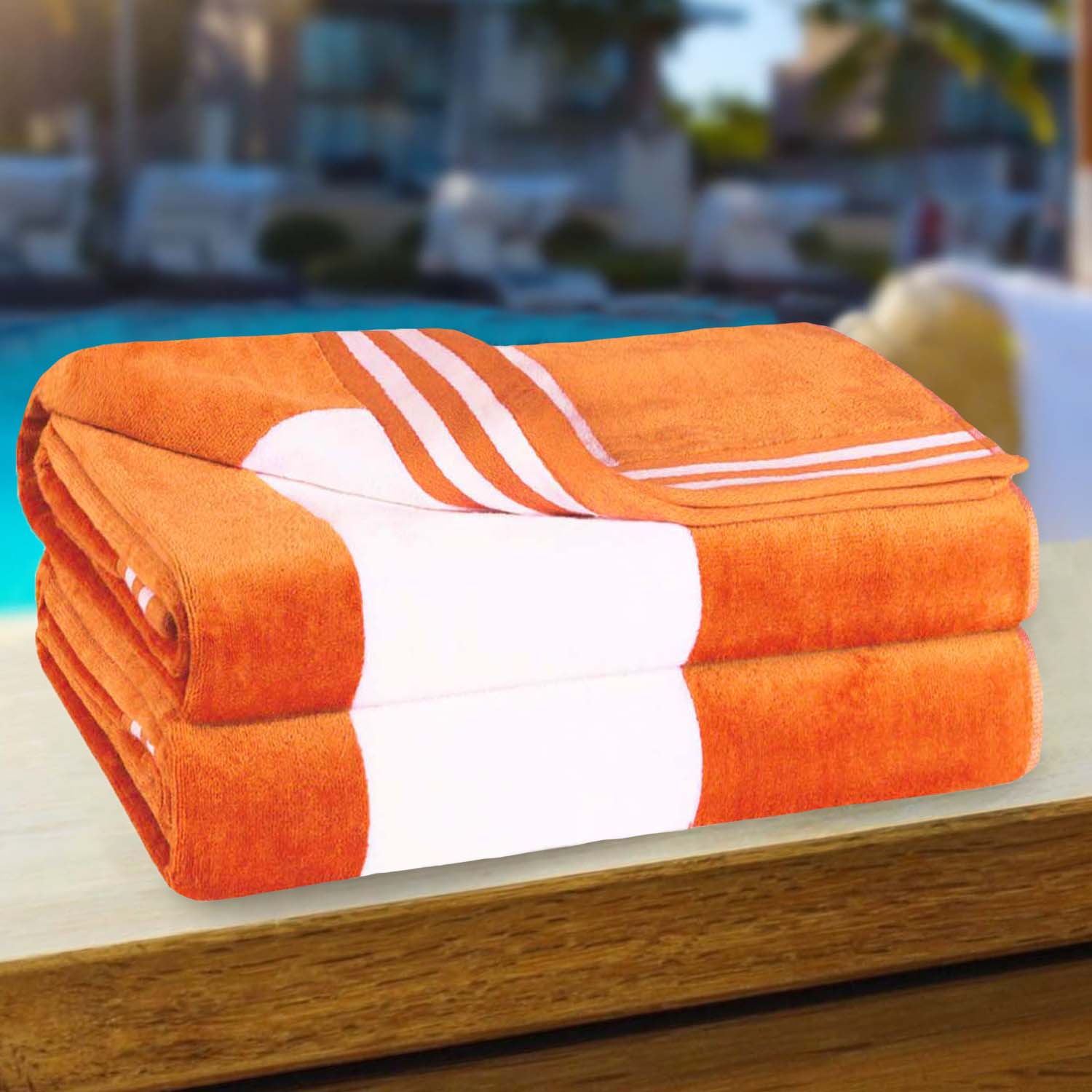 Premium Cabana Stripe Oversized Cotton Beach Towel Set of 2, 4, or 6 - Soft, Absorbent & Quick-Drying for Pool, Beach, Vacation & Spa Use