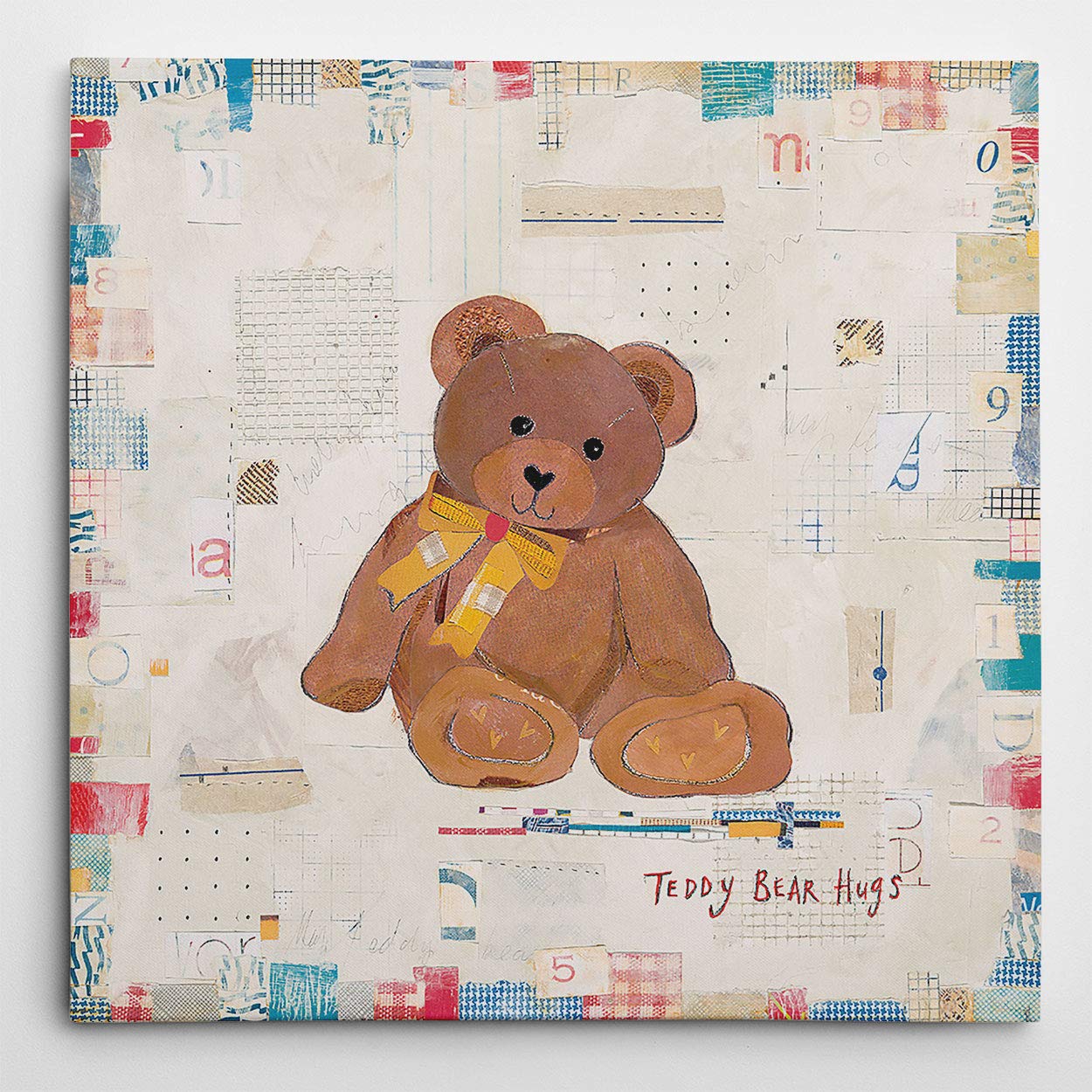 Renditions Gallery Teddy Bear Hugs Animal Wall Art - 16x16 Inch Nursery Decor, Kids Room & Playroom Decoration - Perfect for Baby Showers, Birthday Gifts & Cozy Bedroom Accents