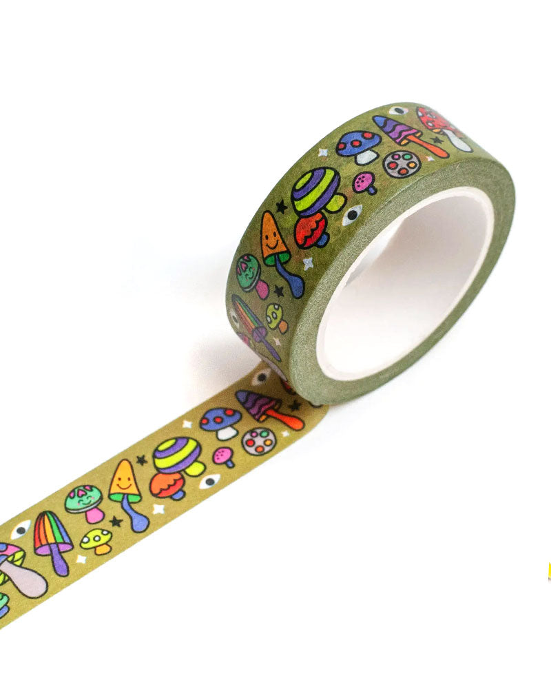 Funguys Mushroom Washi Tape - Decorative Paper Tape for Scrapbooking, Journaling, and DIY Crafts - Perfect for Bullet Journals, Planners, and Gift Wrapping