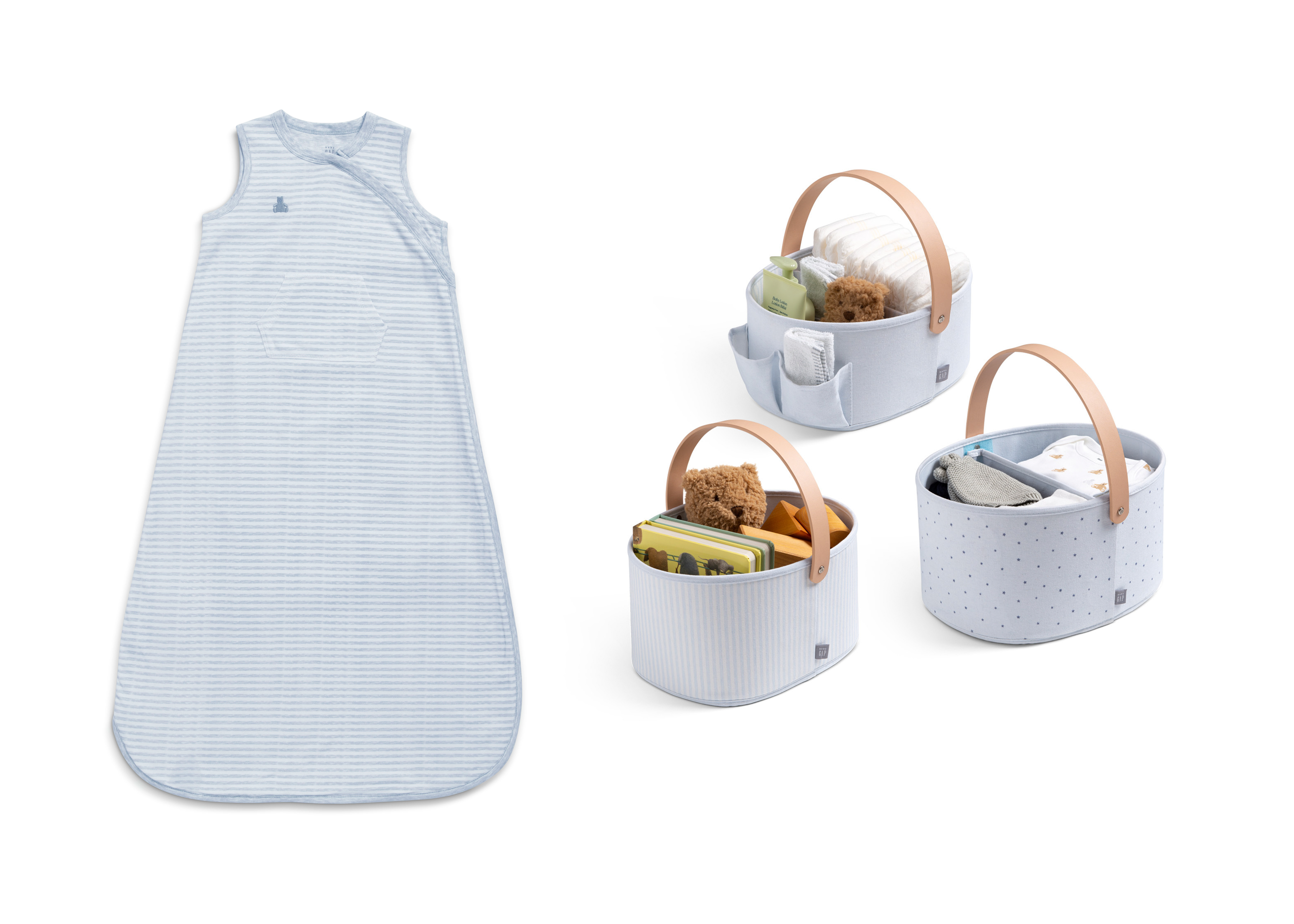 BabyGap 4-Piece Cotton Sleep Sack Set with Storage Bins - Soft Baby Sleeping Bag & Organizer for Nursery, Travel & Daycare Essentials