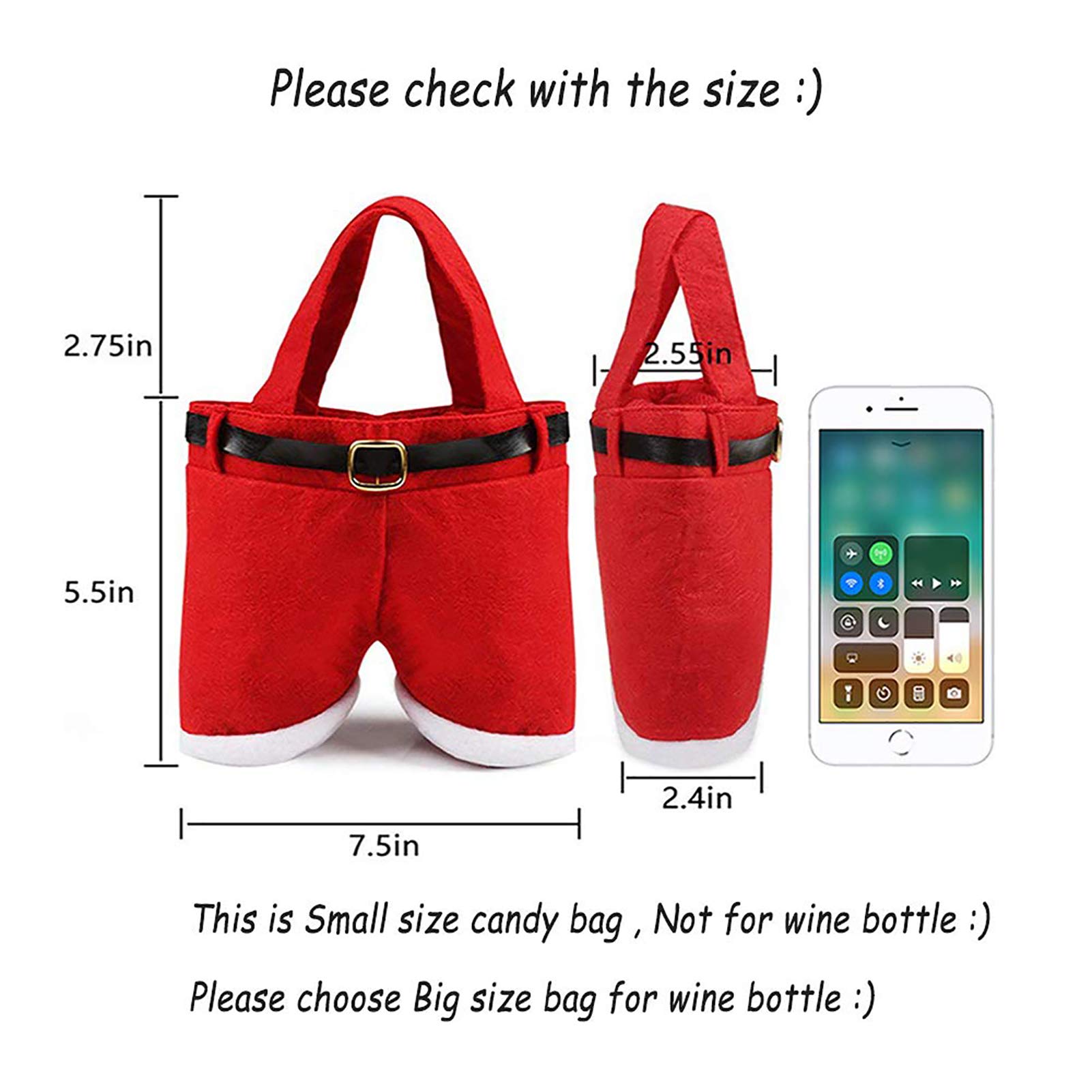 MSQ 6PCS Christmas Gift Bags - Santa Pants Style Candy Treat Bags for Kids, Holiday Party Favors, Perfect for Christmas, Weddings & New Year Celebrations | Festive Decorations for Children's Gifts, Stocking Stuffers & Seasonal Events