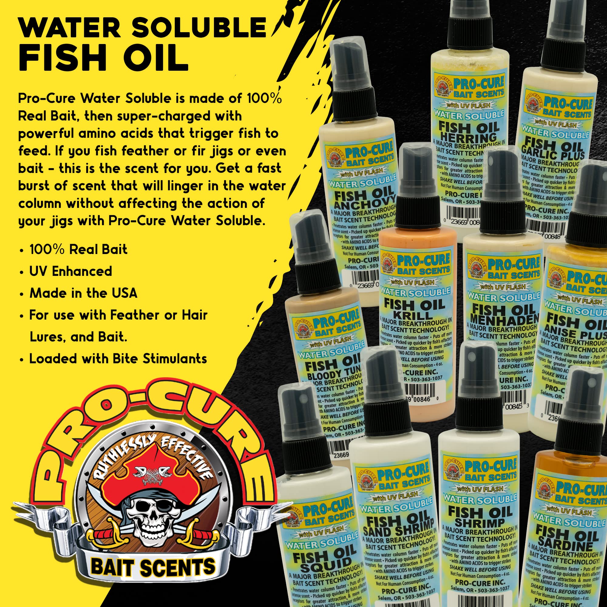 Pro-Cure Bloody Tuna Water Soluble Fish Oil - 4oz Bottle for Saltwater & Freshwater Fishing Bait Attractant - Perfect for Trolling, Casting & Ice Fishing