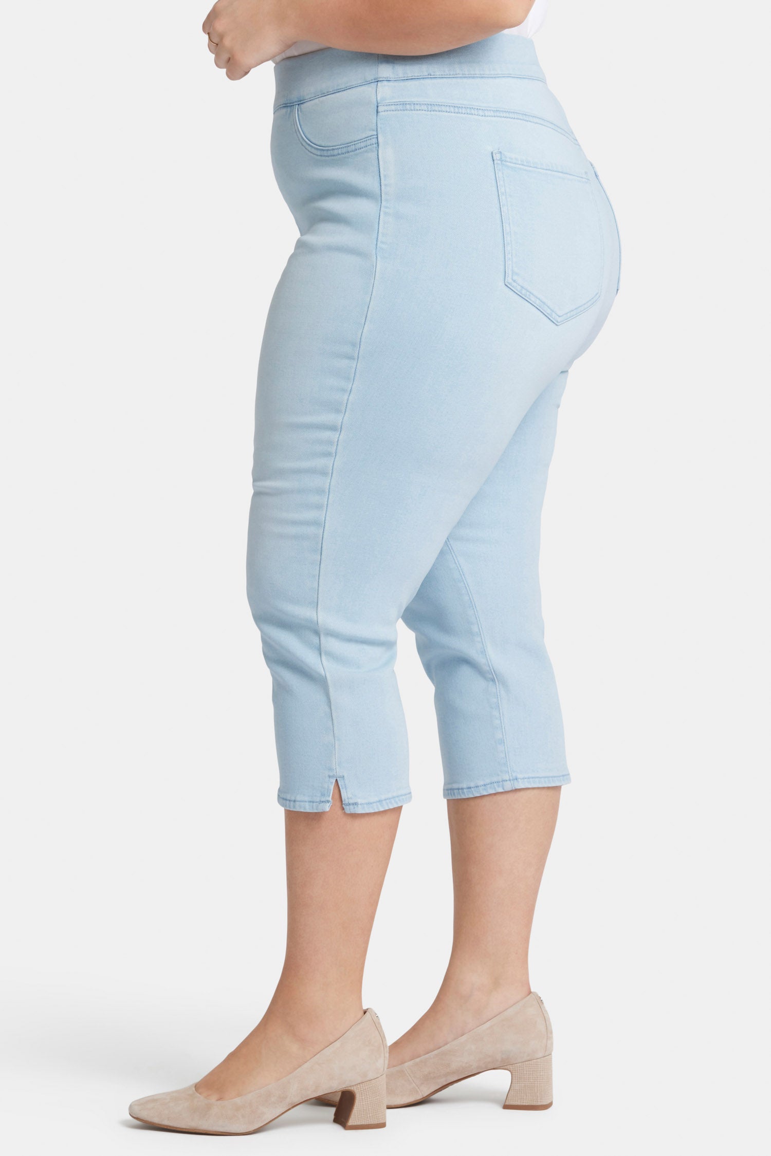 Dakota Crop Pull On Jeans for Women - Plus Size Stretch Denim Pants in Oceanfront Wash | Comfortable Casual Wear for Everyday Outfits