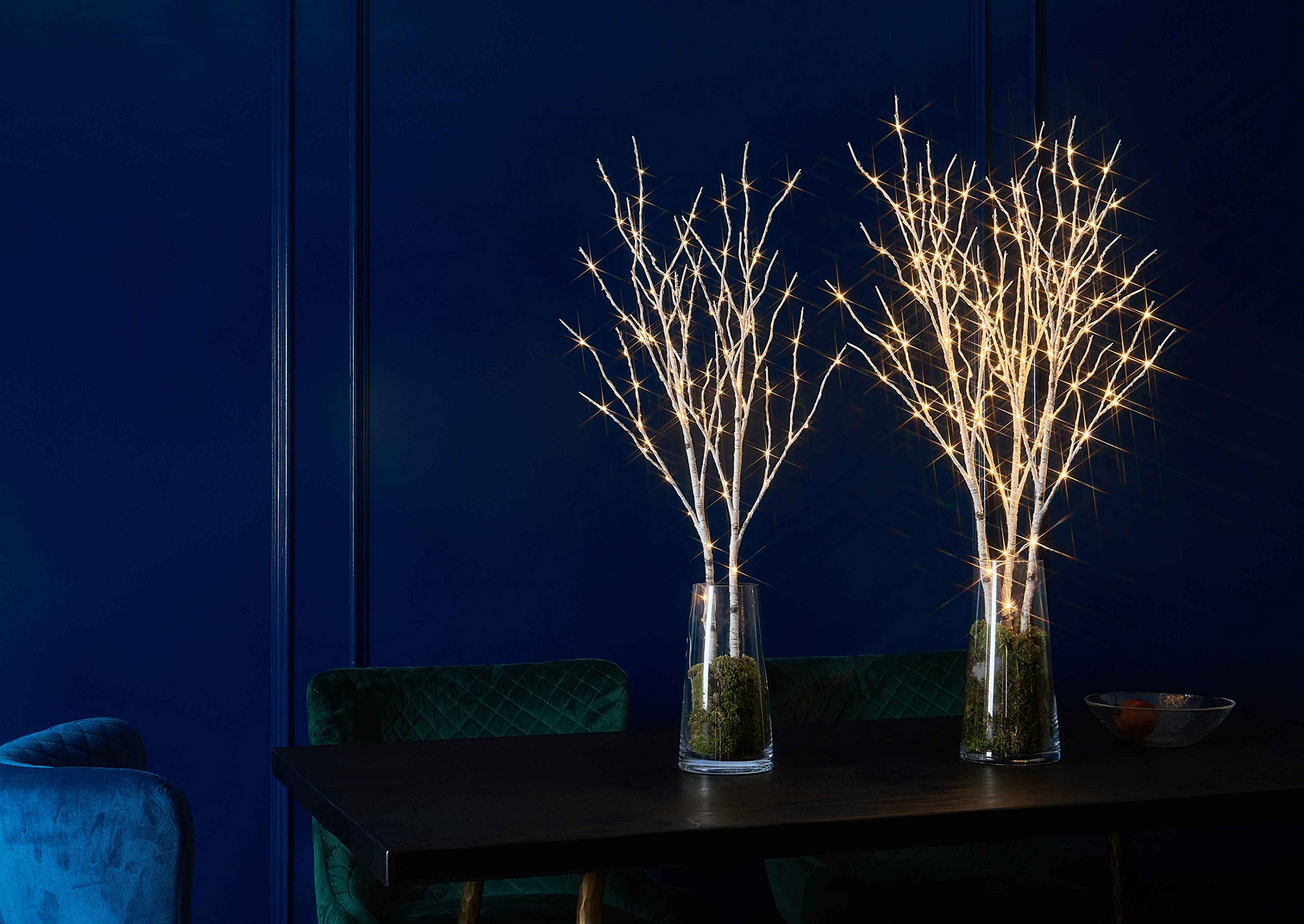 150 LED Fairy Lights with Timer - 32in Plug-in White Birch Twigs for Vase, Christmas & Home Decor (Indoor/Outdoor Use) - Perfect for Centerpieces, Weddings, Parties & Seasonal Displays