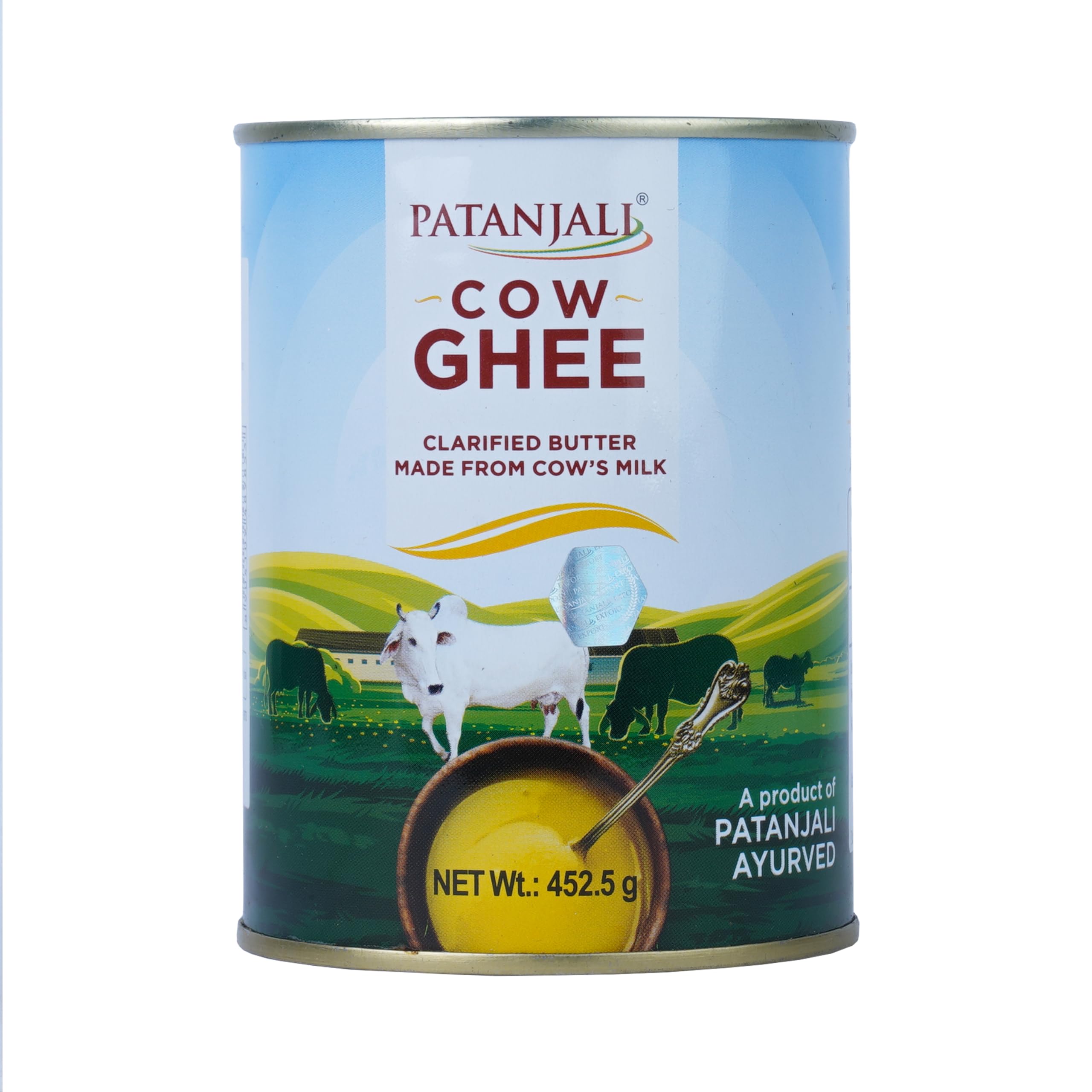 Patanjali Pure Grass-Fed Cow Ghee - 16.9 fl oz (500ml) | Organic Clarified Butter for Cooking, Baking & Ayurveda | Perfect for Indian Cuisine, Keto Diet & Healthy Lifestyle
