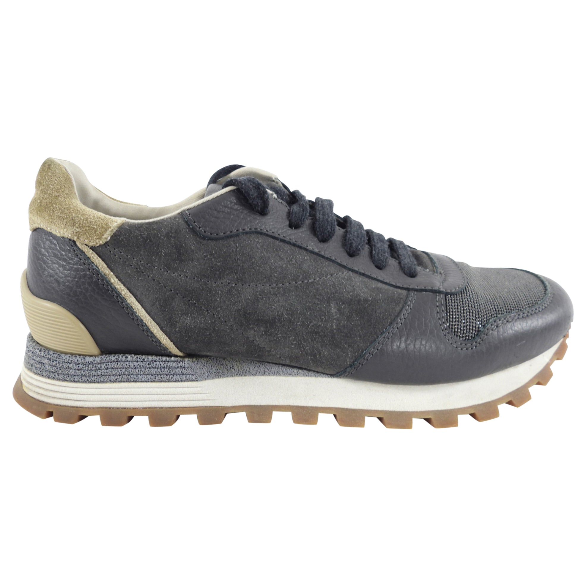 Brunello Cucinelli Grey Monili Sneakers - Women's Size 38.5 / 8 US - Comfortable Casual Shoes for Walking, Travel & Everyday Wear