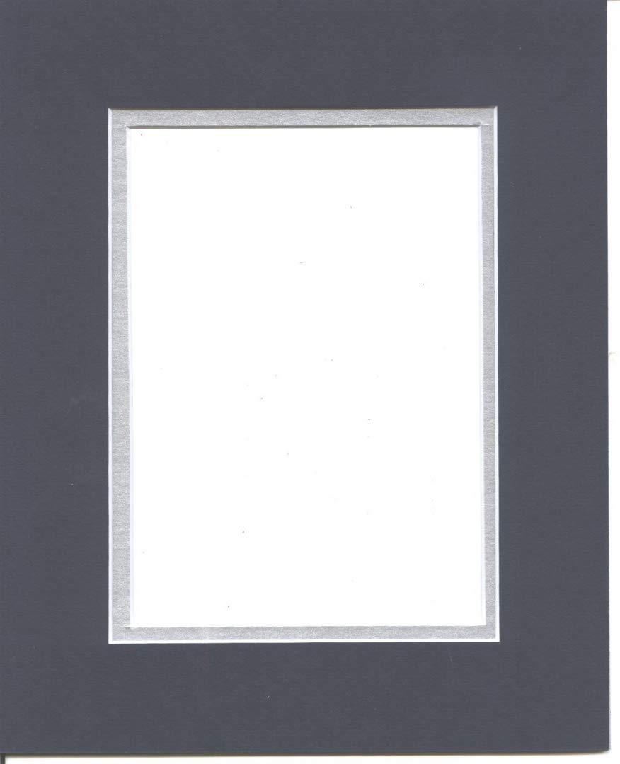 16x20 Navy Blue & Silver Double Picture Frame Mat - Acid-Free Bevel Cut for 11x14 Photos | Perfect for Home Decor, Wedding Displays & Gallery Wall Art