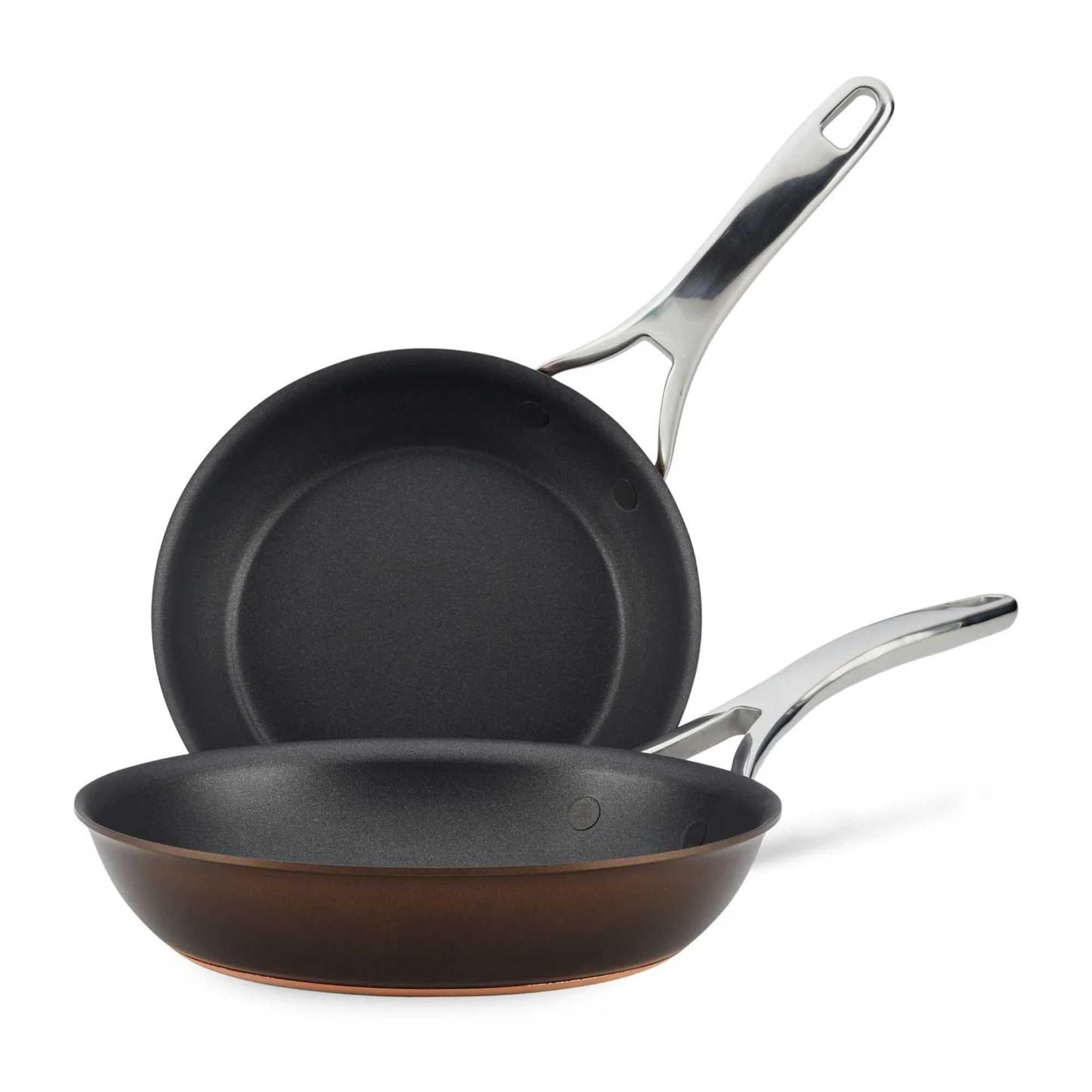 Anolon Nouvelle Copper Hard Anodized Nonstick Cookware Set - 8.5 & 10 Inch Frying Pans, Skillets for Sauteing, Frying & Everyday Cooking | Durable Brown Coating | Perfect for Home Chefs