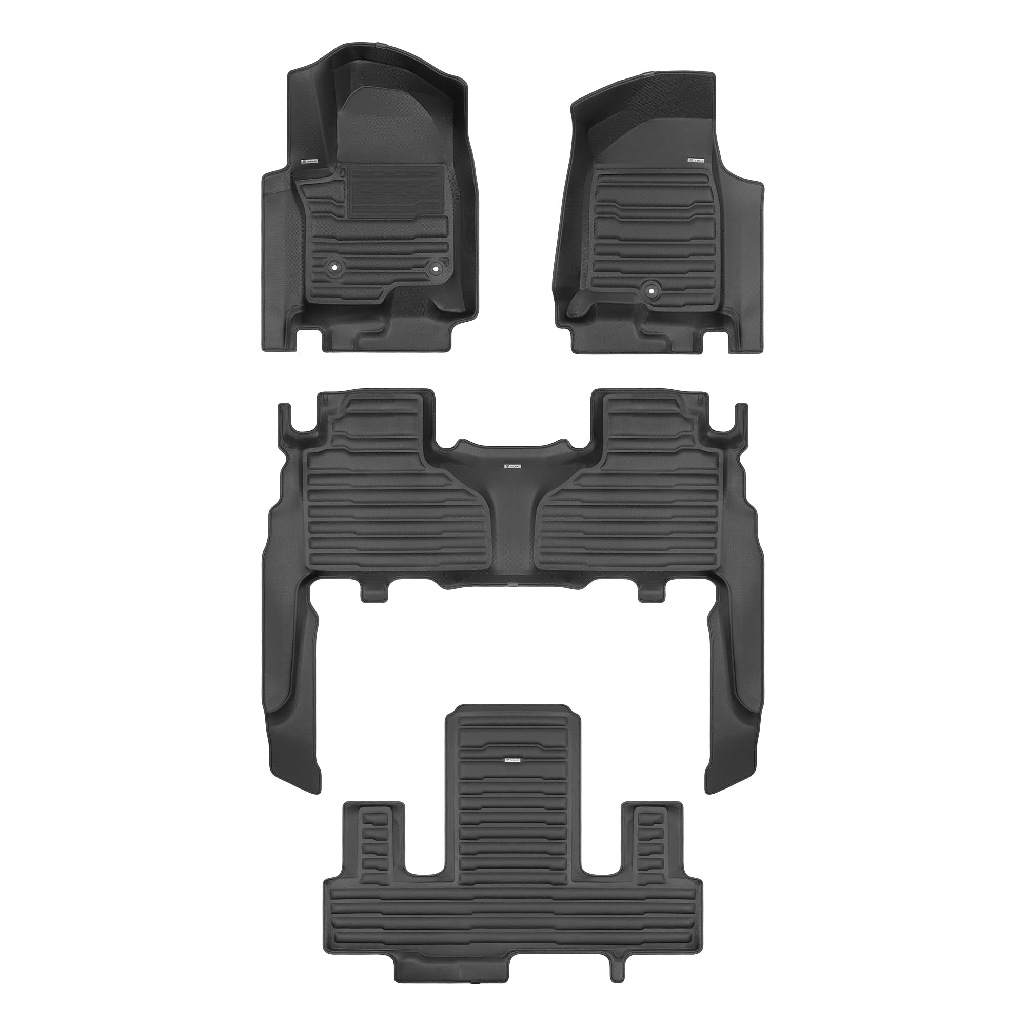 Premium TuxMat Custom Floor Mats for 2021-2025 Cadillac Escalade ESV 7-Seater - All-Weather Protection with Maximum Coverage - Laser-Measured Perfect Fit - Complete Set (1st, 2nd & 3rd Row) - Ideal for Family Road Trips, Winter Driving & Luxury SUV Protection
