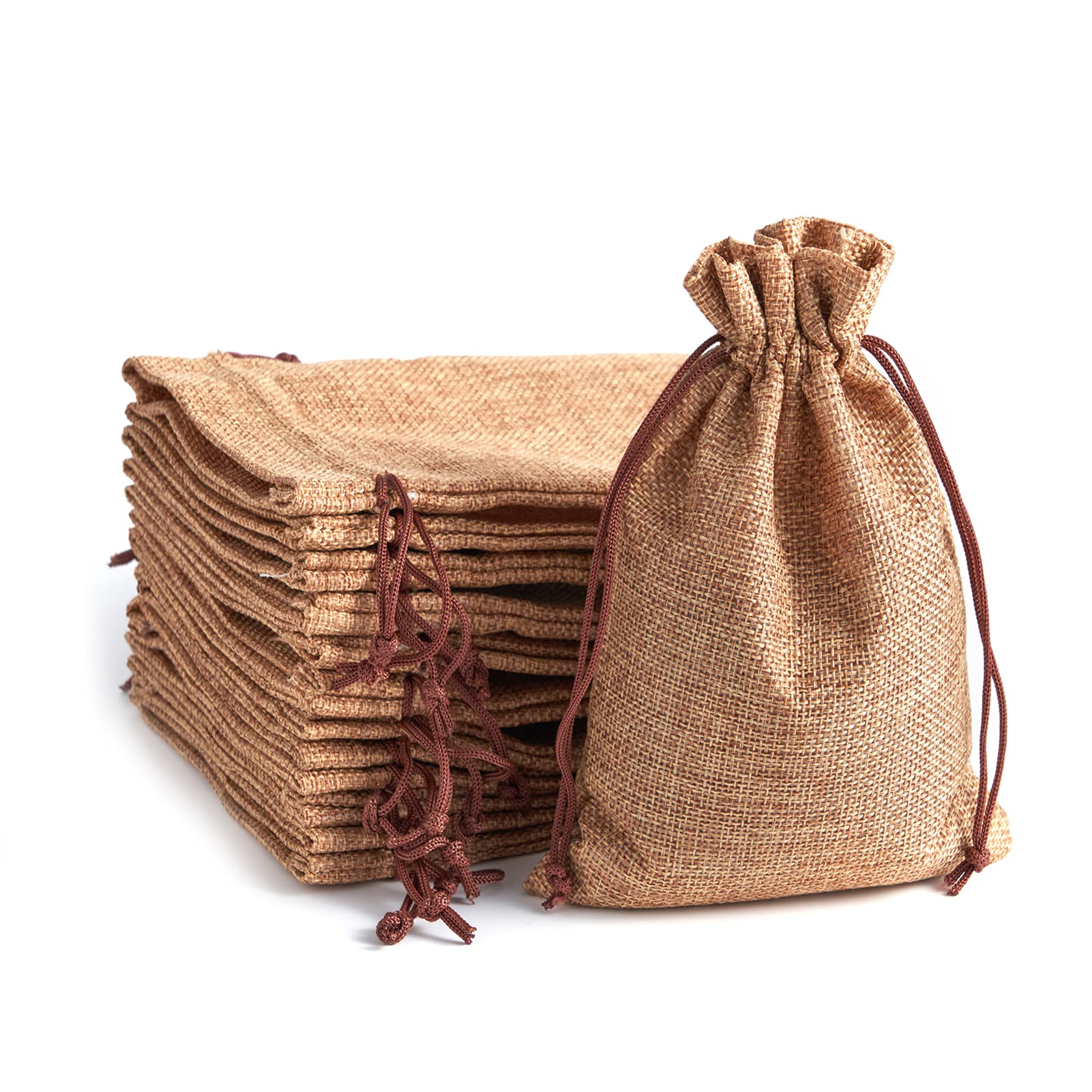 20 Pack 6x8 Inch Natural Linen Drawstring Bags - Reusable Eco-Friendly Burlap Pouches for Grocery Shopping, DIY Crafts, Christmas Gifts, Birthday Party Favors & Wedding Decorations - Perfect for Gift Wrapping, Party Decor & Craft Projects