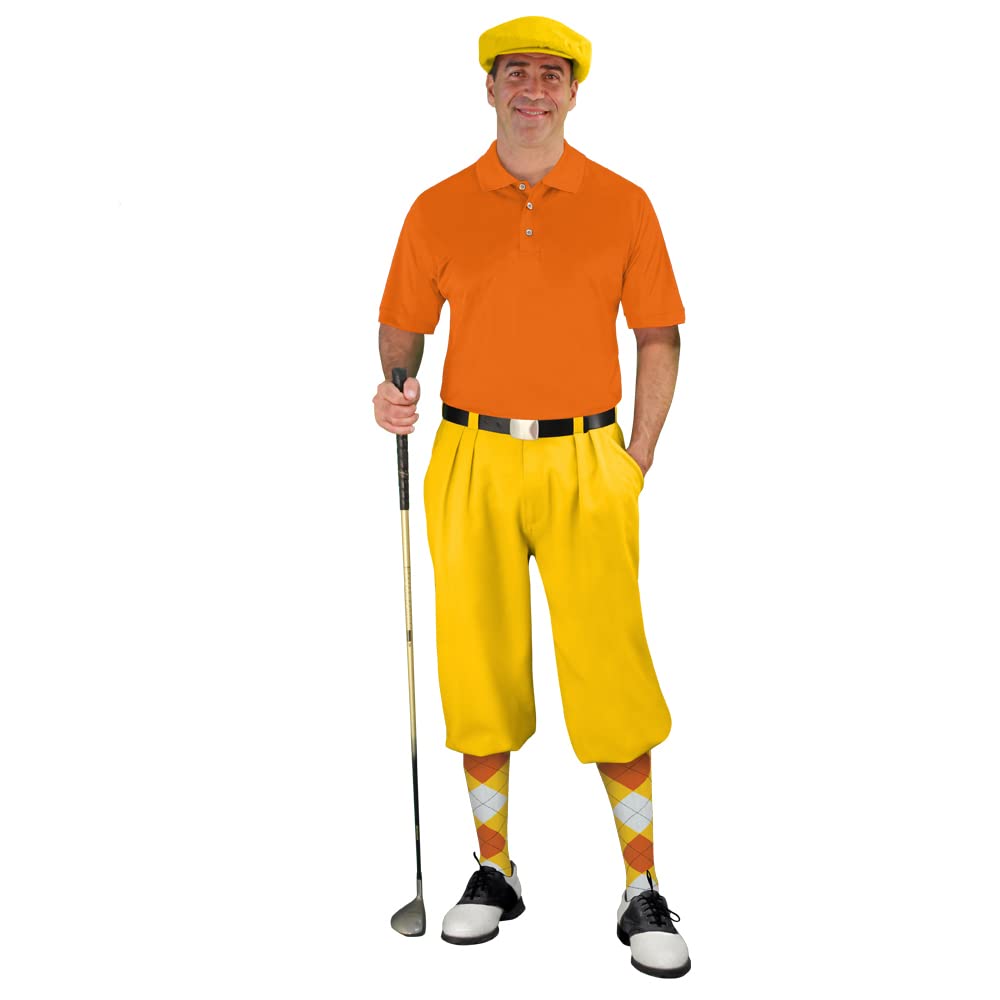 Men's Traditional Golf Knickers & Plus Fours Outfit - Classic Yellow Trousers for Golfers | Perfect for Vintage Golf Tournaments & Country Club Style