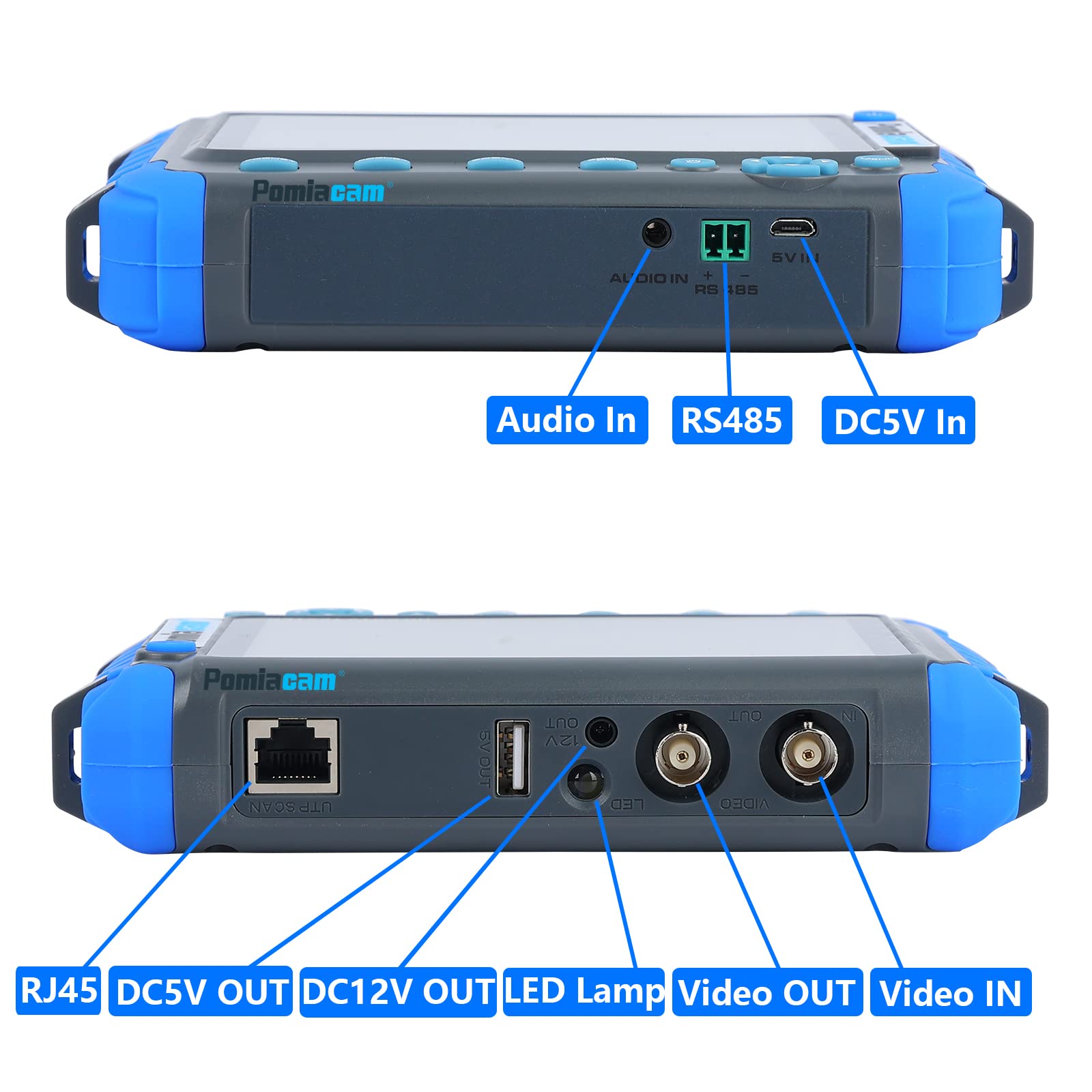 HD Coaxial CCTV Camera Tester - 5inch Screen Monitor for 8MP CVBS/AHD/TVI/CVI 4-in-1 Video Testing with PTZ Controller | Security System Installation & Maintenance Tool