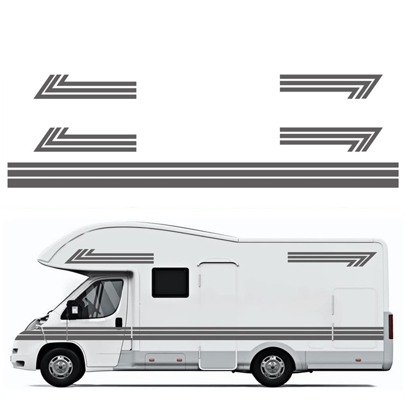 5Pcs Large Vinyl Car Decals Kit - Motorhome, Camper Van, Trailer, RV Stripes & Graphics Stickers (Dark Gray) - Perfect for Customizing Vehicles & Adding Personal Style