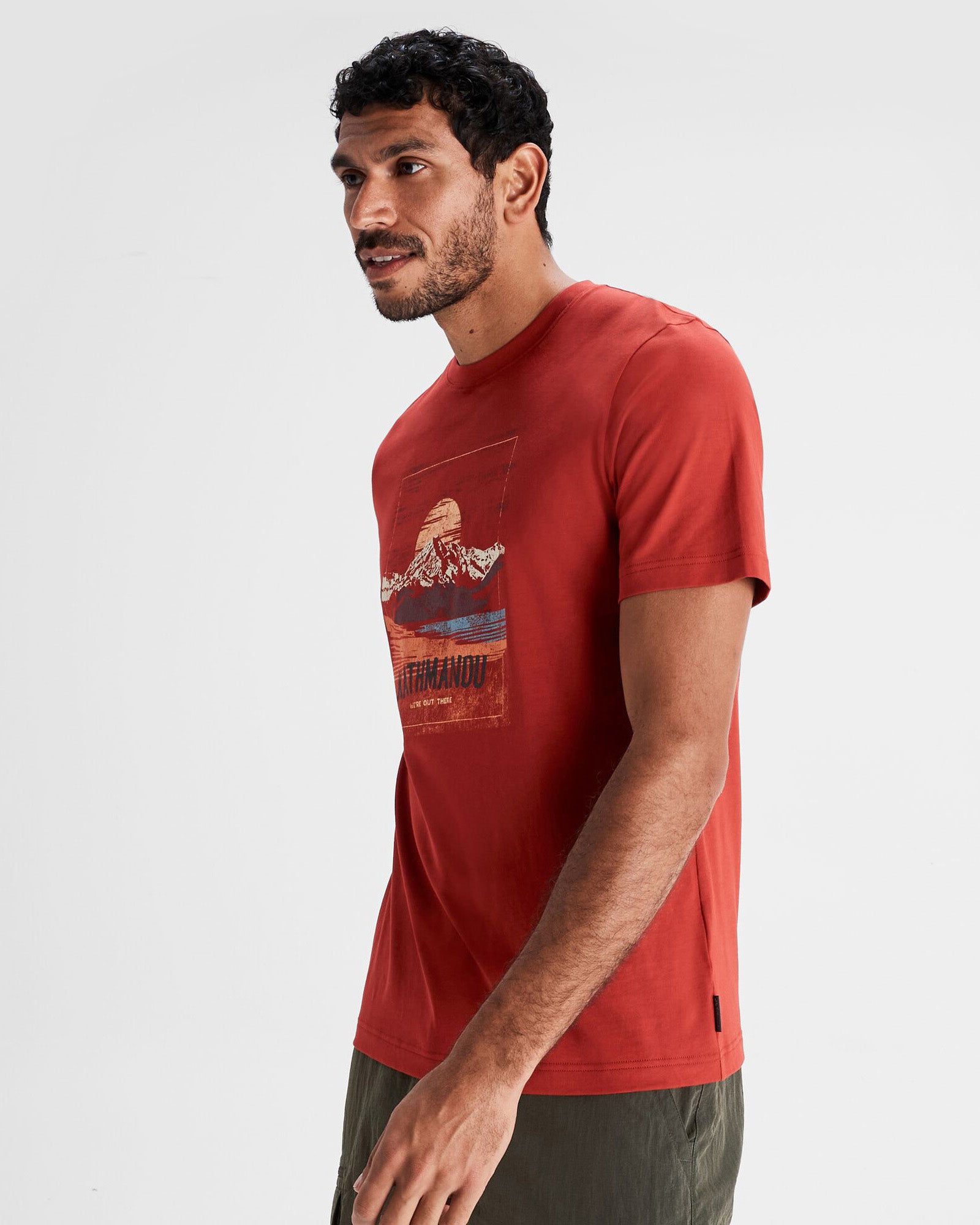 Mt Cook Men's Organic Cotton Short Sleeve T-Shirt - Spicy Chilli Pepper Print - Eco-Friendly Casual Wear for Outdoor Activities & Daily Use