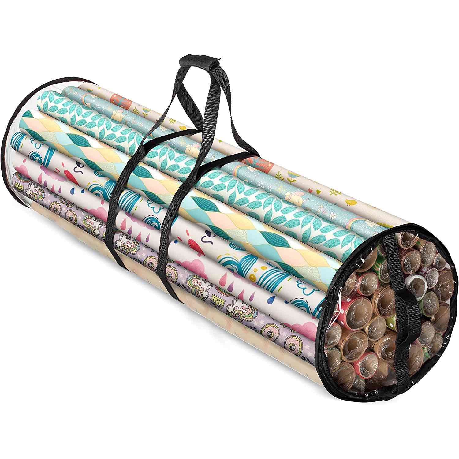 Christmas Wrapping Paper Storage Bag - Clear Plastic Organizer for Holiday Gift Wrap, Ribbons & Decorations | Perfect for Home Organization, Gift Wrapping Station & Seasonal Storage