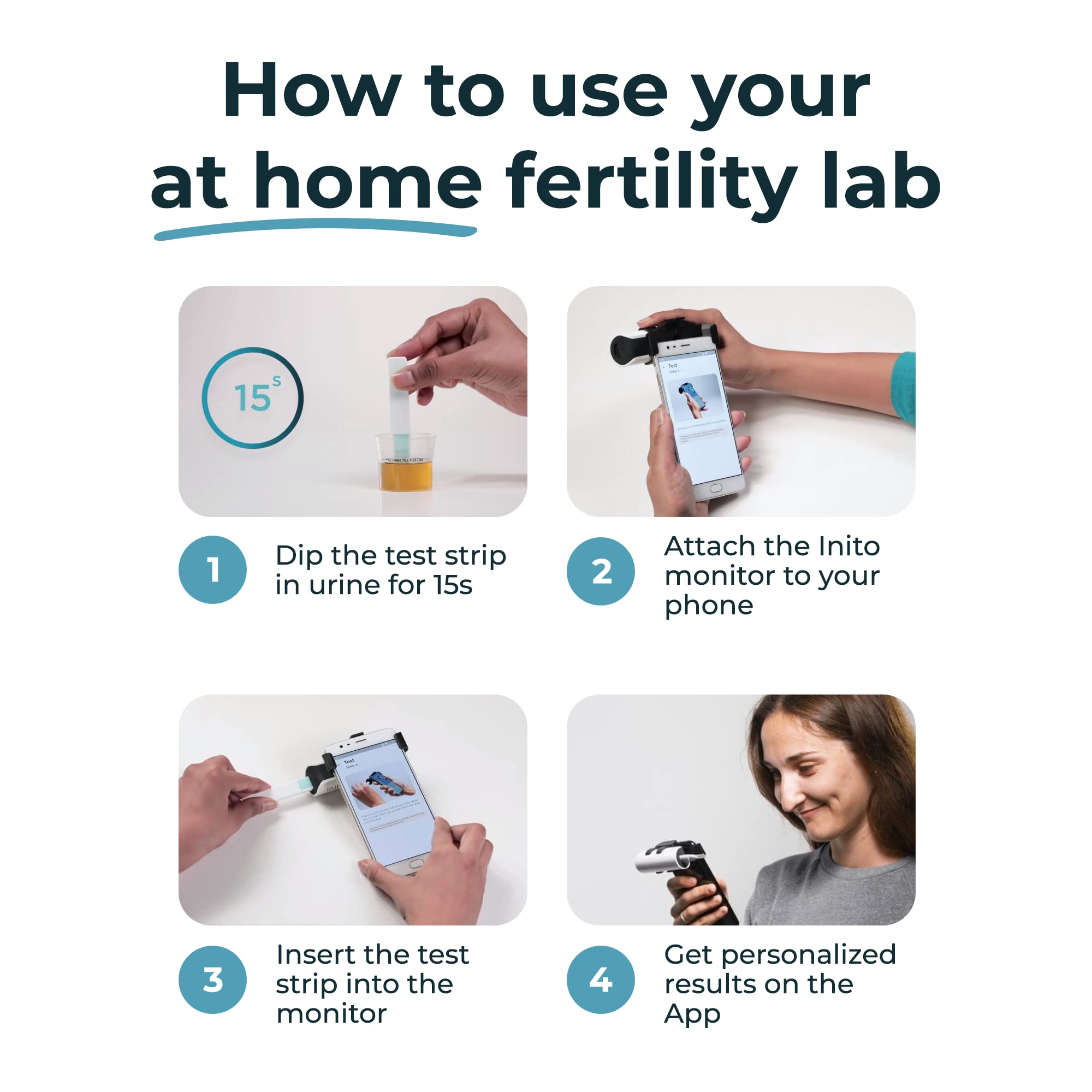 Inito Fertility Monitor & Hormone Tracker for Women – Track Estrogen, LH, PdG, FSH Levels | Confirm Ovulation with 15 Test Strips | iPhone 14 Pro Compatible | Perfect for Home Use, Pregnancy Planning & Fertility Awareness
