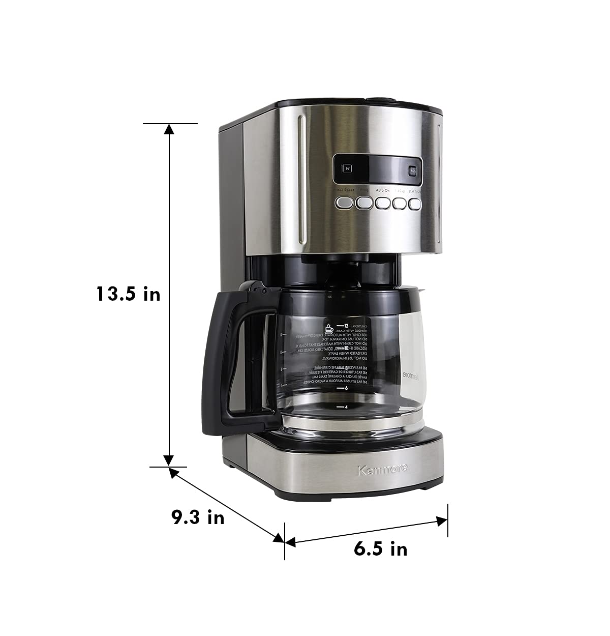 Kenmore 840704 12-Cup Programmable Coffee Maker with Stainless Steel/Black Finish - 3-Pack for Home, Office, or Restaurant Use - Perfect for Brewing Large Batches of Coffee Quickly and Efficiently