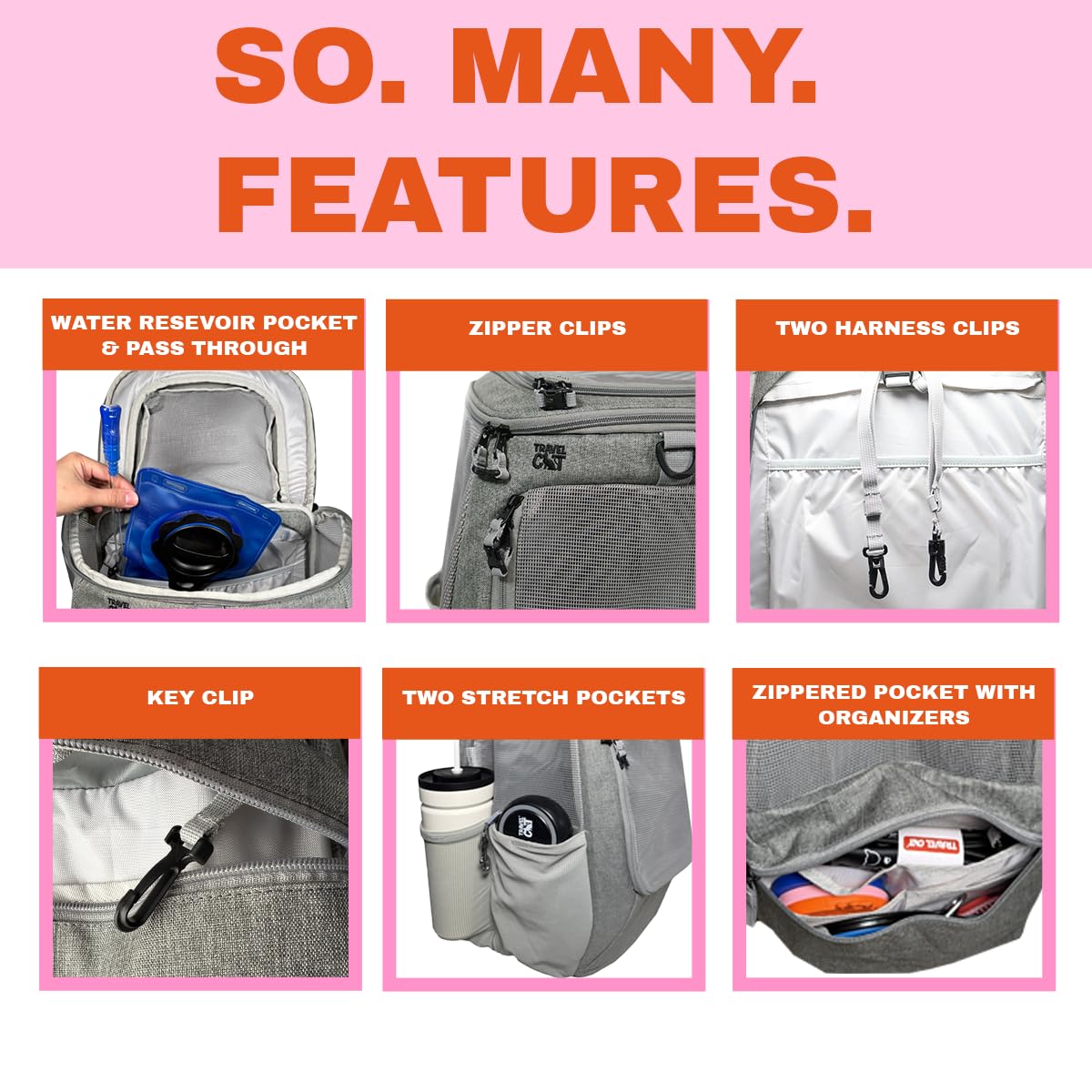 Premium Cat Backpack Carrier for Travel & Hiking - Breathable Grey Mesh Pet Carrier for Small, Medium & Large Cats up to 25 lbs - Side Pockets & Zipper Clips - Perfect for Vet Visits, Outdoor Adventures & Airplane Travel