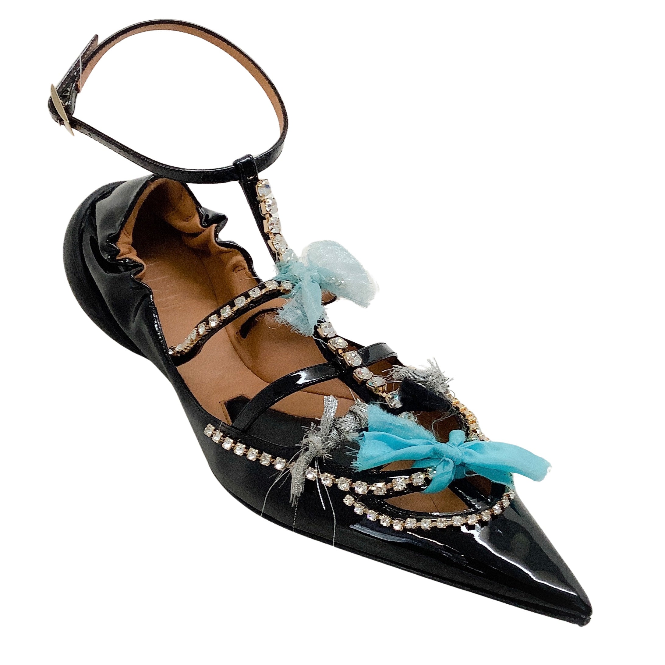 13 09 SR Black Patent Embellished Tootsy Ballet Flats - Women's Comfortable Dress Shoes for Work, Party & Special Occasions